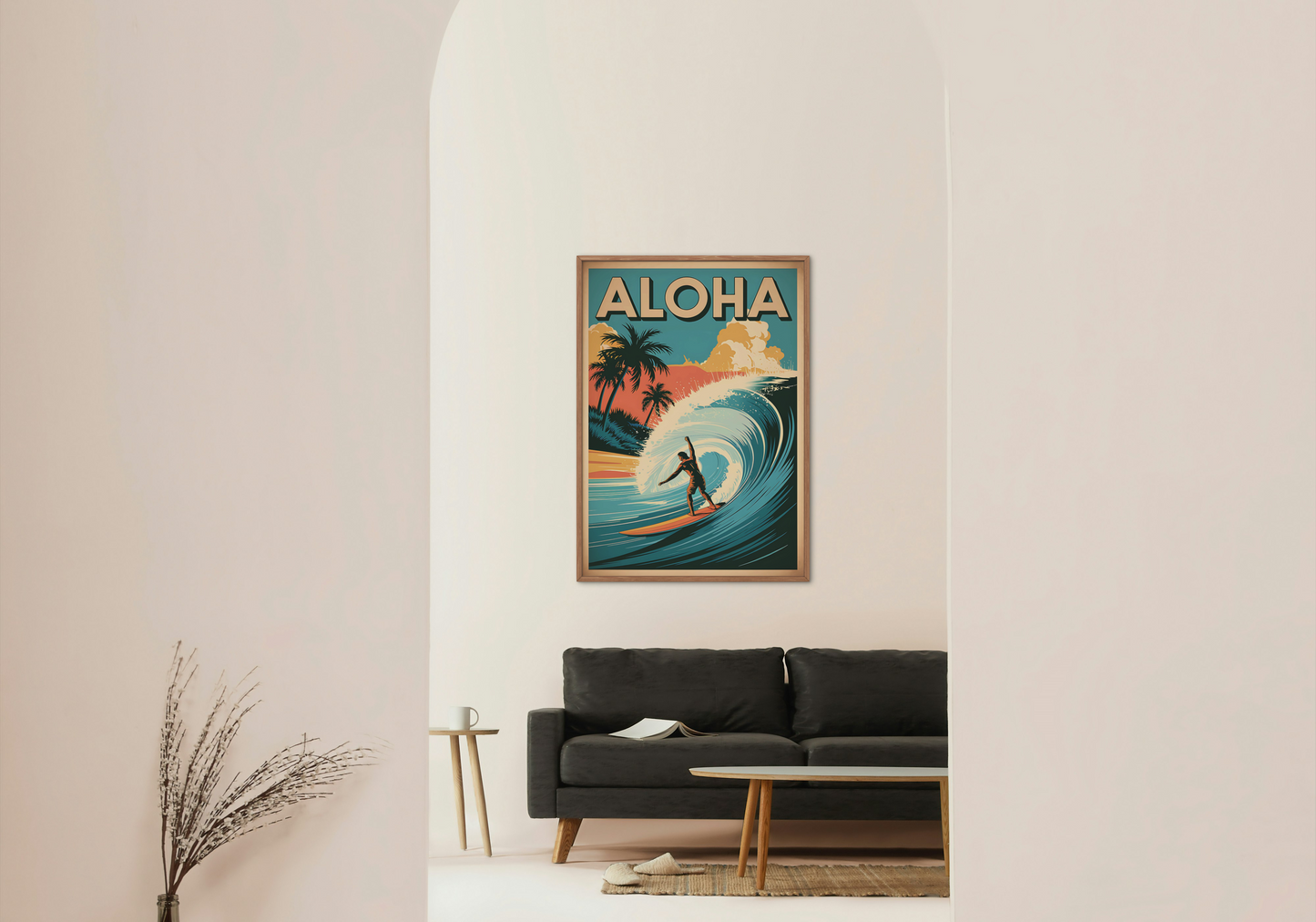 AFFICHE SURF VINTAGE ALOHA SHIRT ISLAND