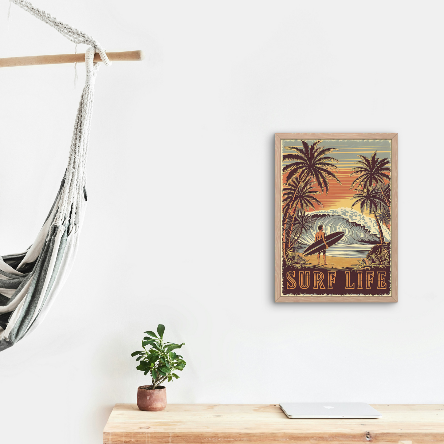 AFFICHE SURF VINTAGE SURF LIFE SHIRT ISLAND