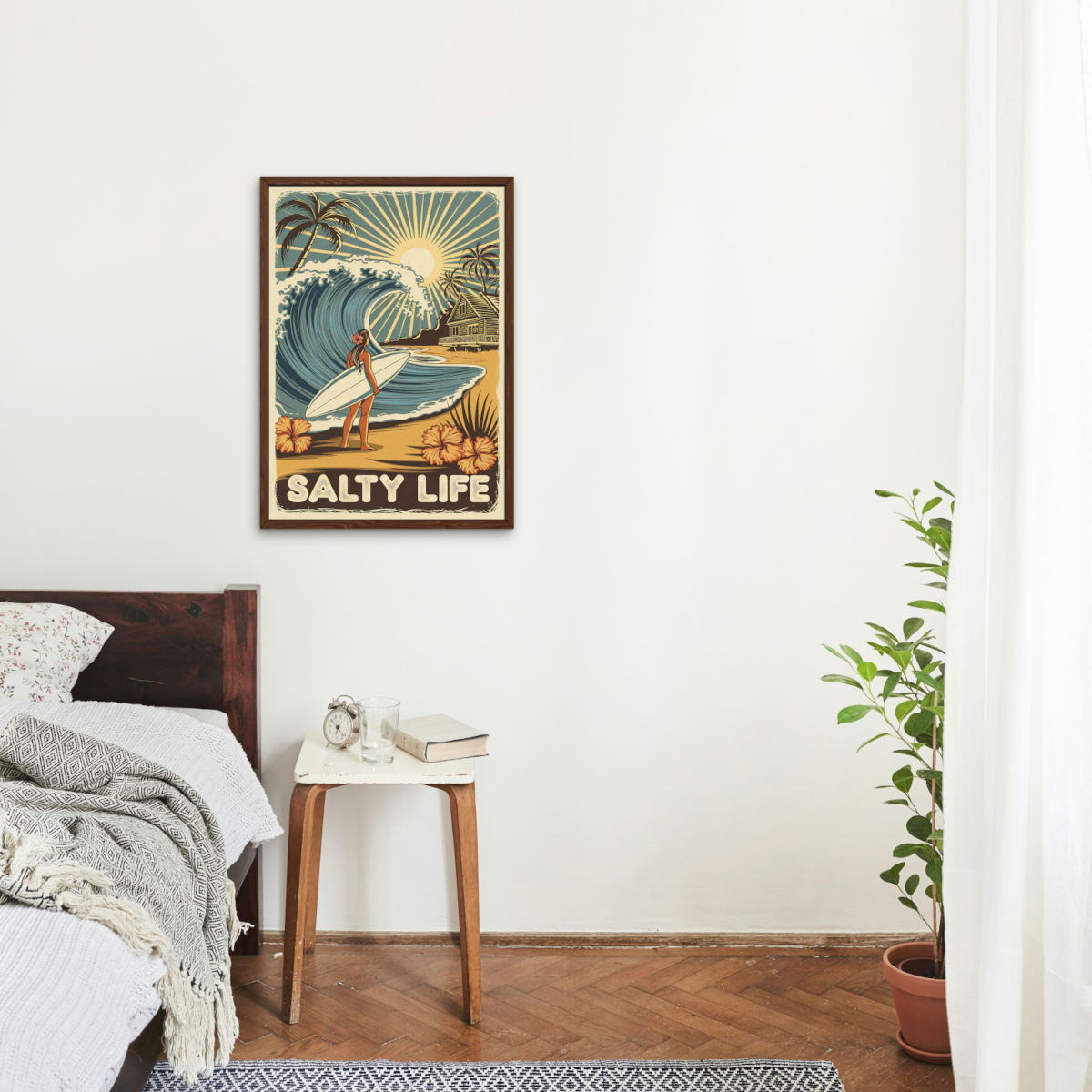 Affiche surf vintage salty life shirt island