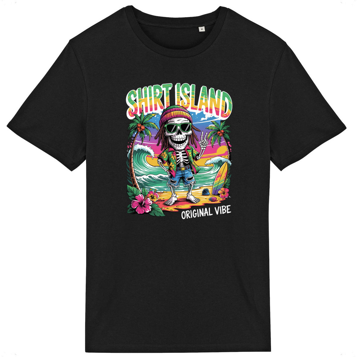TEE SHIRT BIO PREMIUM SURF RASTA ORIGINAL VIBE SHIRT ISLAND NOIR