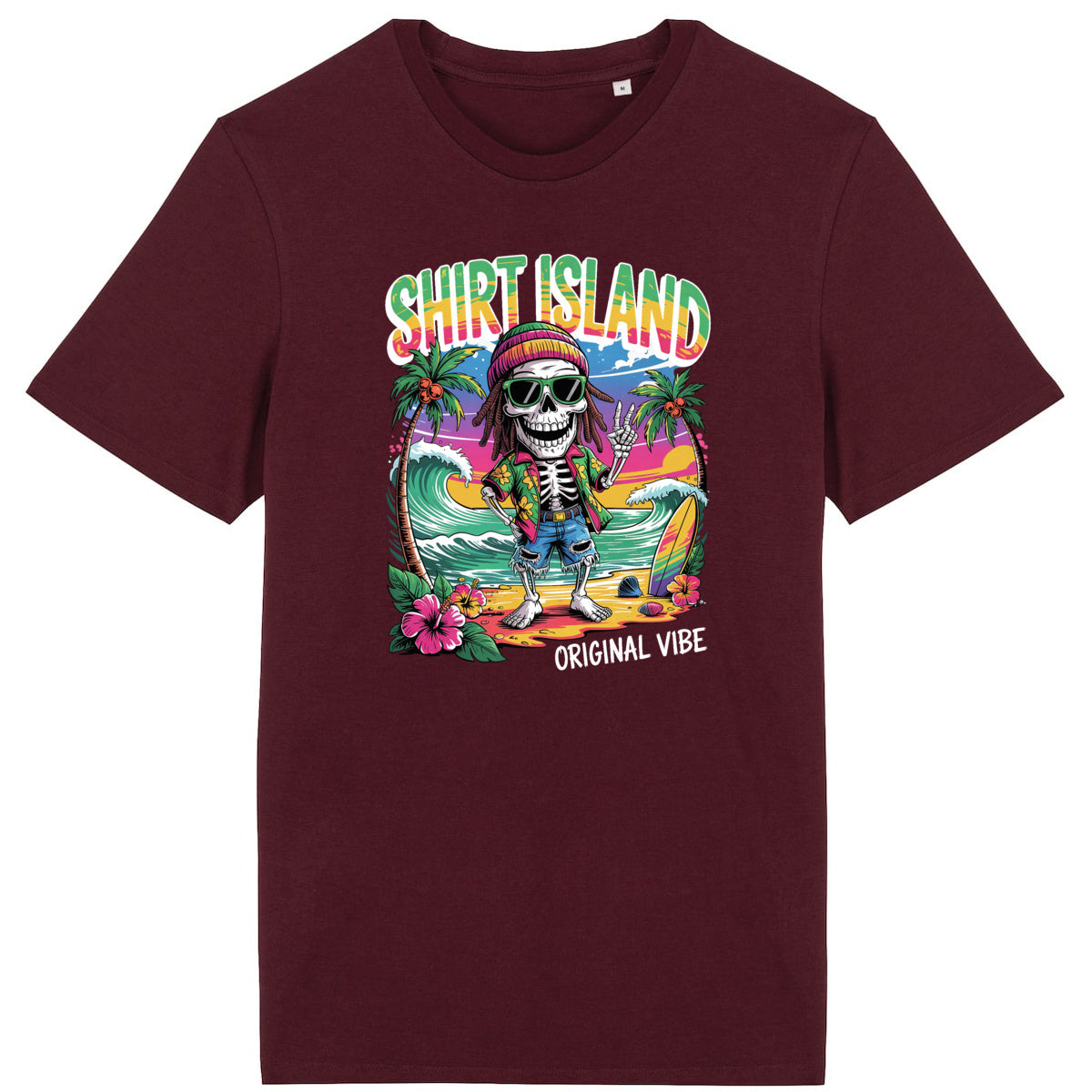 TEE SHIRT BIO PREMIUM SURF RASTA ORIGINAL VIBE SHIRT ISLAND BORDEAUX