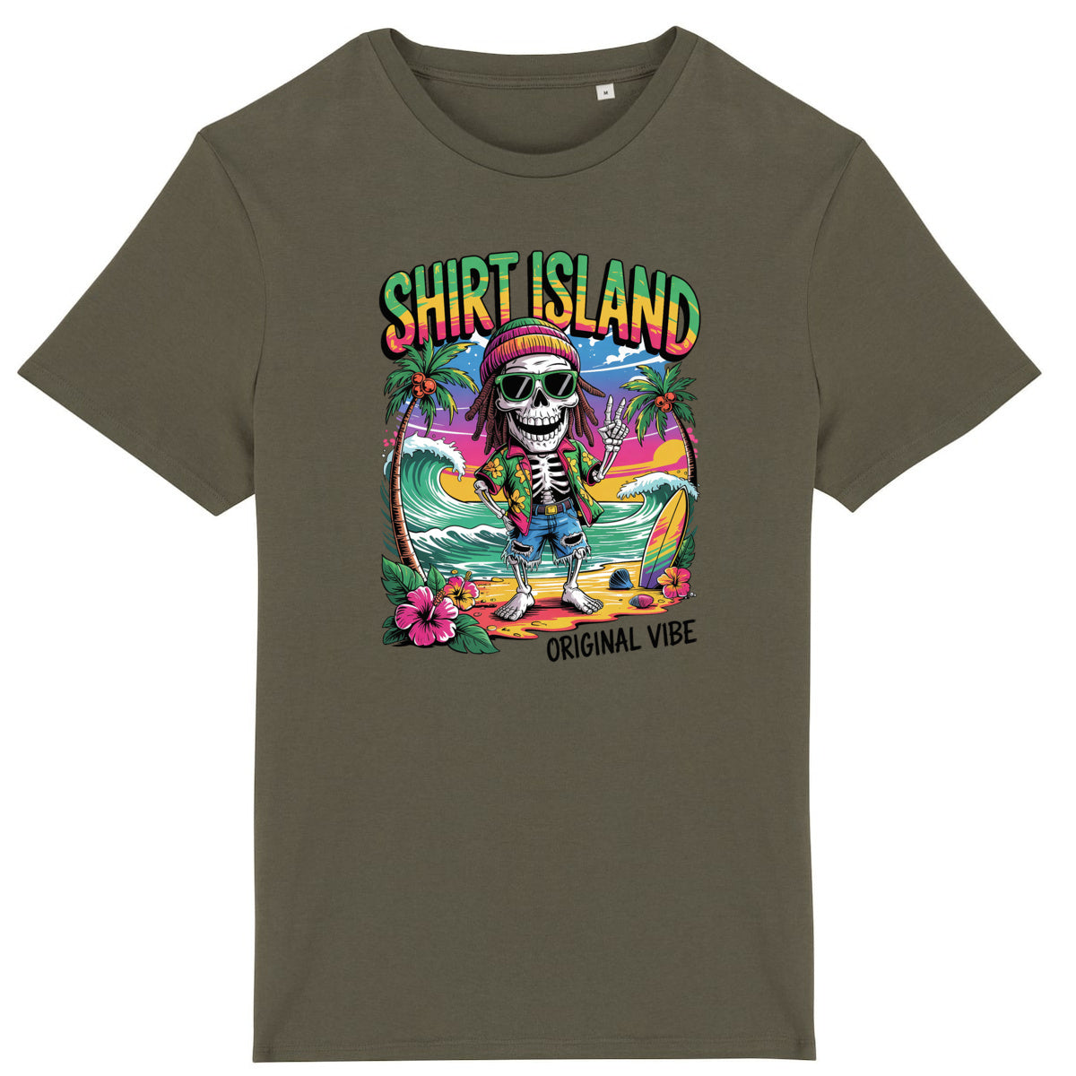 TEE SHIRT BIO PREMIUM SURF RASTA ORIGINAL VIBE SHIRT ISLAND KHAKI