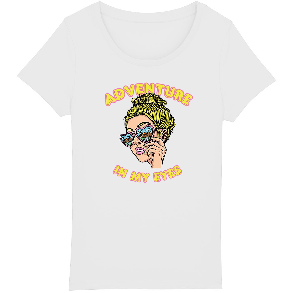 TEE SHIRT BIO PREMIUM FEMME SURF ADVENTURE IN MY EYES SHIRT ISLAND BLANC