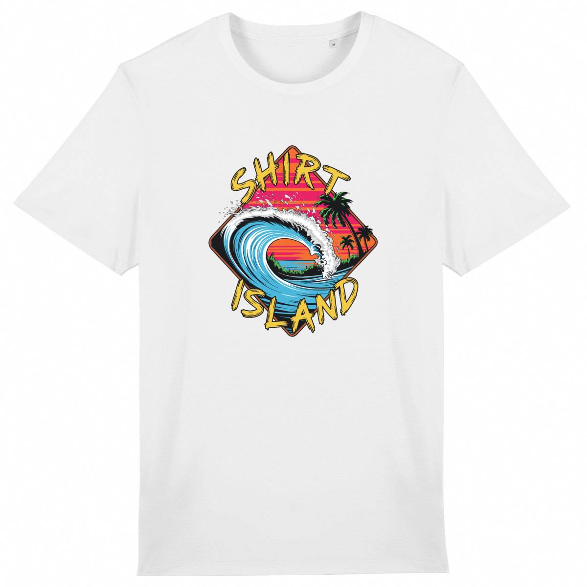 TEE SHIRT BIO PREMIUM SURF SHIRT ISLAND WAVE BLANC