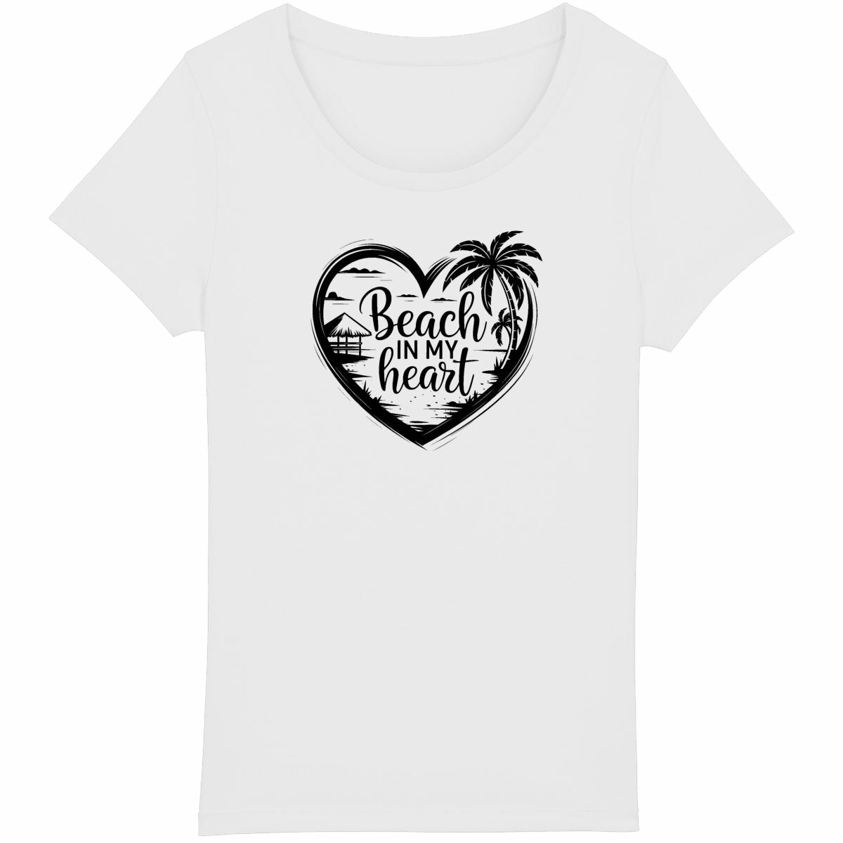 TEE SHIRT BIO PREMIUM SURF BEACH IN MY HEART FEMME SHIRT ISLAND BLANC