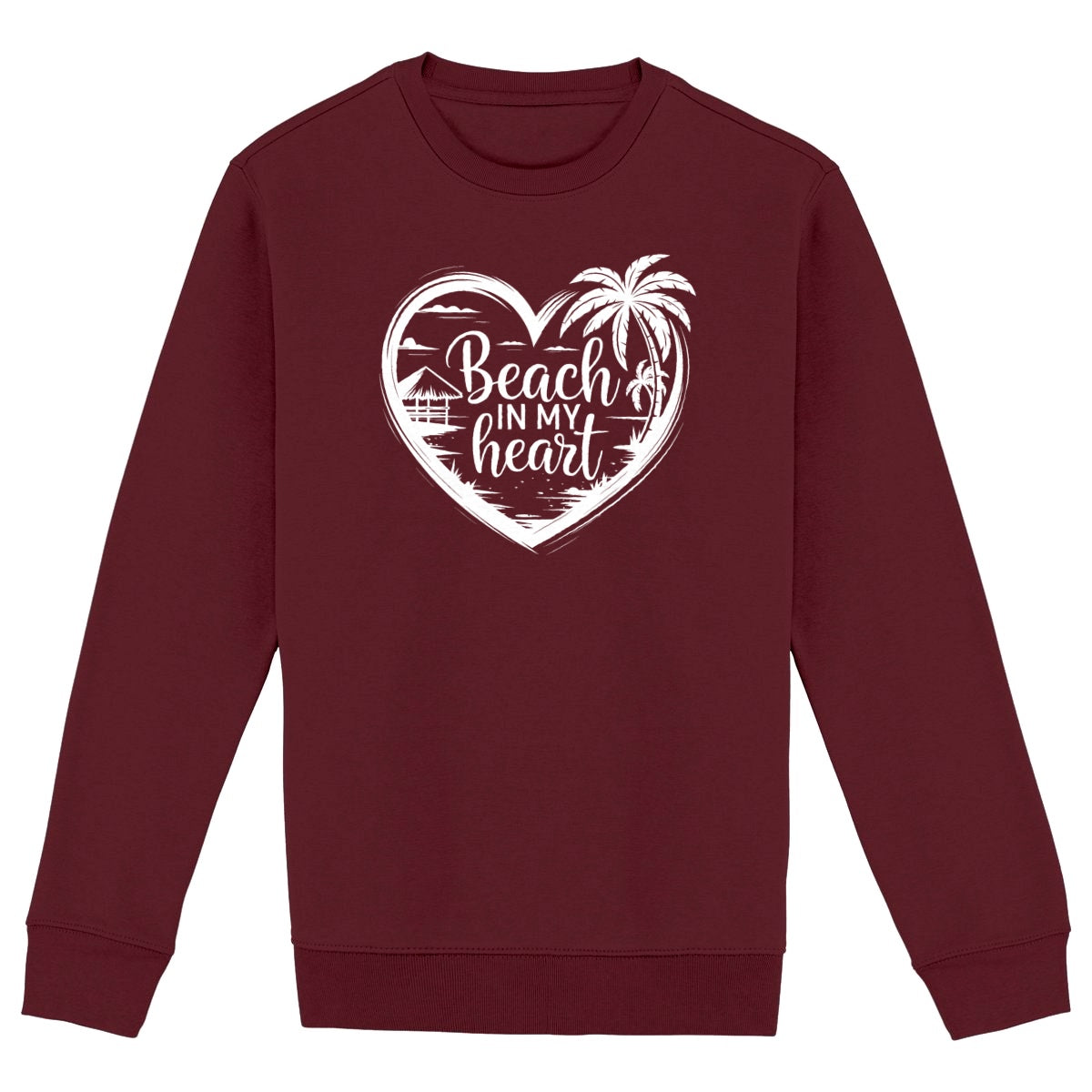 SWEATSHIRT BIO PREMIUM BEACH IN MY HEART FEMME SHIRT ISLAND SURF BORDEAUX
