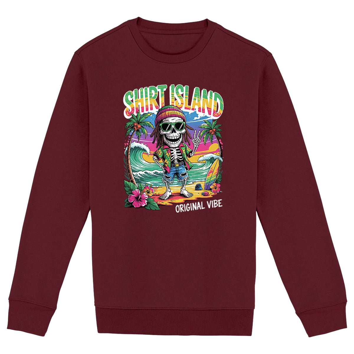 SWEATSHIRT BIO PREMIUM SURF RASTA ORIGINAL VIBE SHIRT ISLAND BORDEAUX
