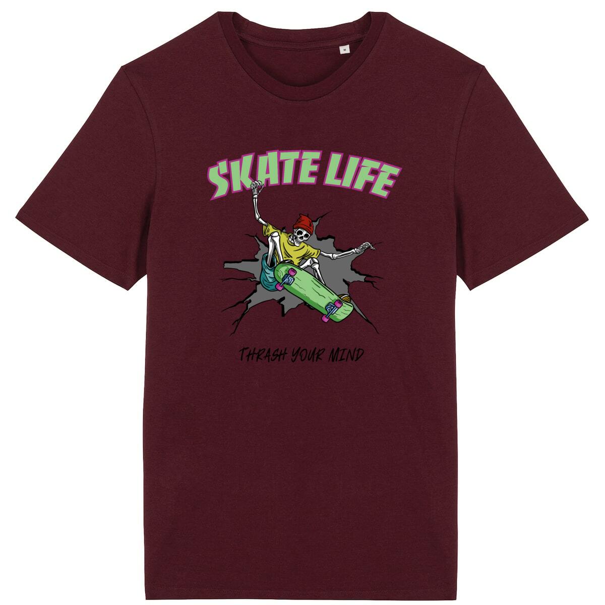TEE SHIRT BIO PREMIUM SKATE LIFE SHIRT ISLAND BORDEAUX