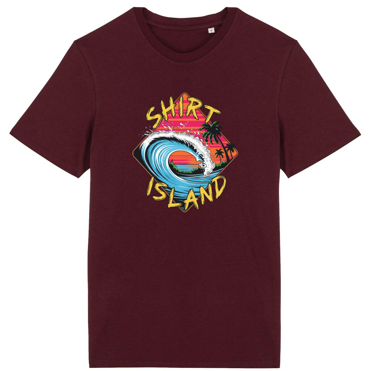 TEE SHIRT BIO PREMIUM SURF SHIRT ISLAND WAVE BORDEAUX