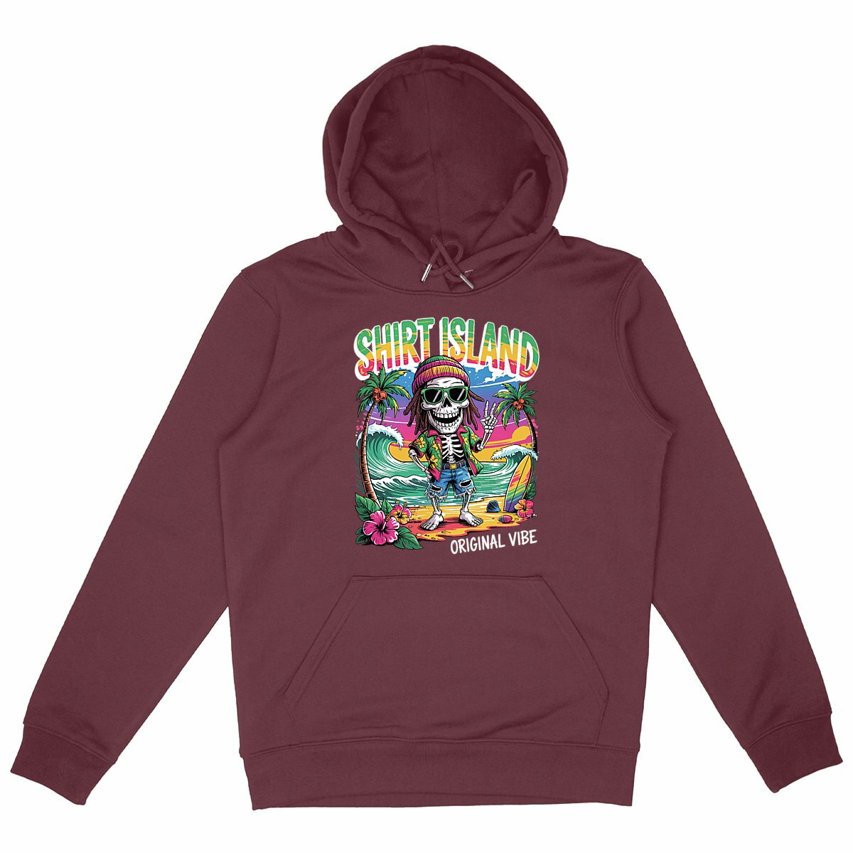 SWEATSHIRT A CAPUCHE BIO PREMIUM SURF RASTA ORIGINAL VIBE SHIRT ISLAND BORDEAUX