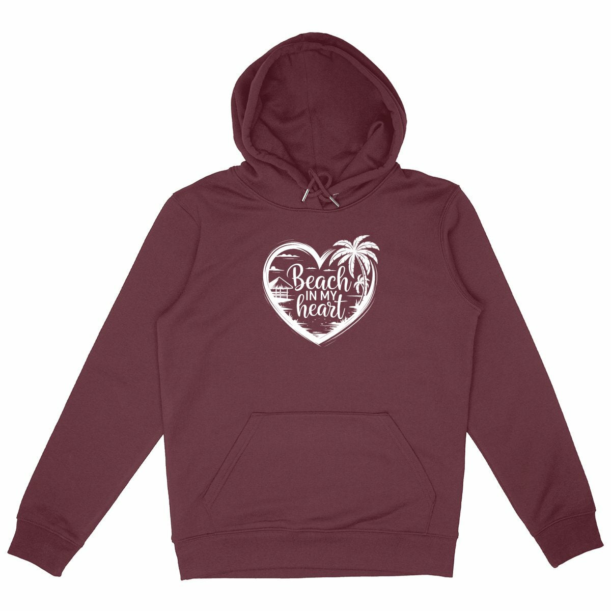 SWEATSHIRT A CAPUCHE BIO PREMIUM BEACH IN MY HEART FEMME SHIRT ISLAND SURF BORDEAUX