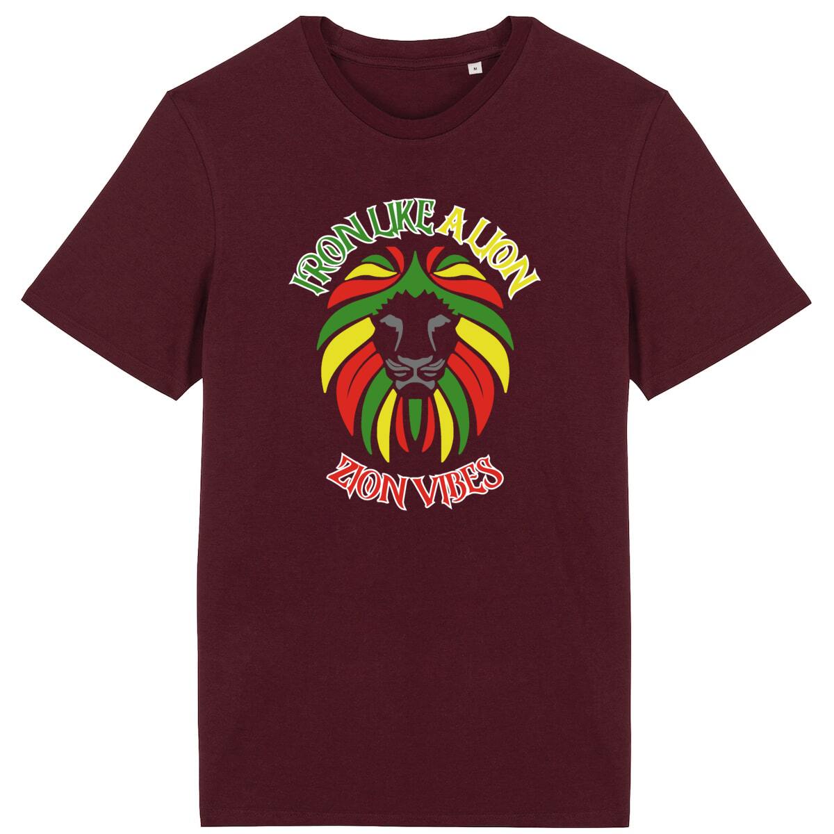 TEE SHIRT BIO PREMIUM SURF SKATE ZION VIBES SHIRT ISLAND BORDEAUX