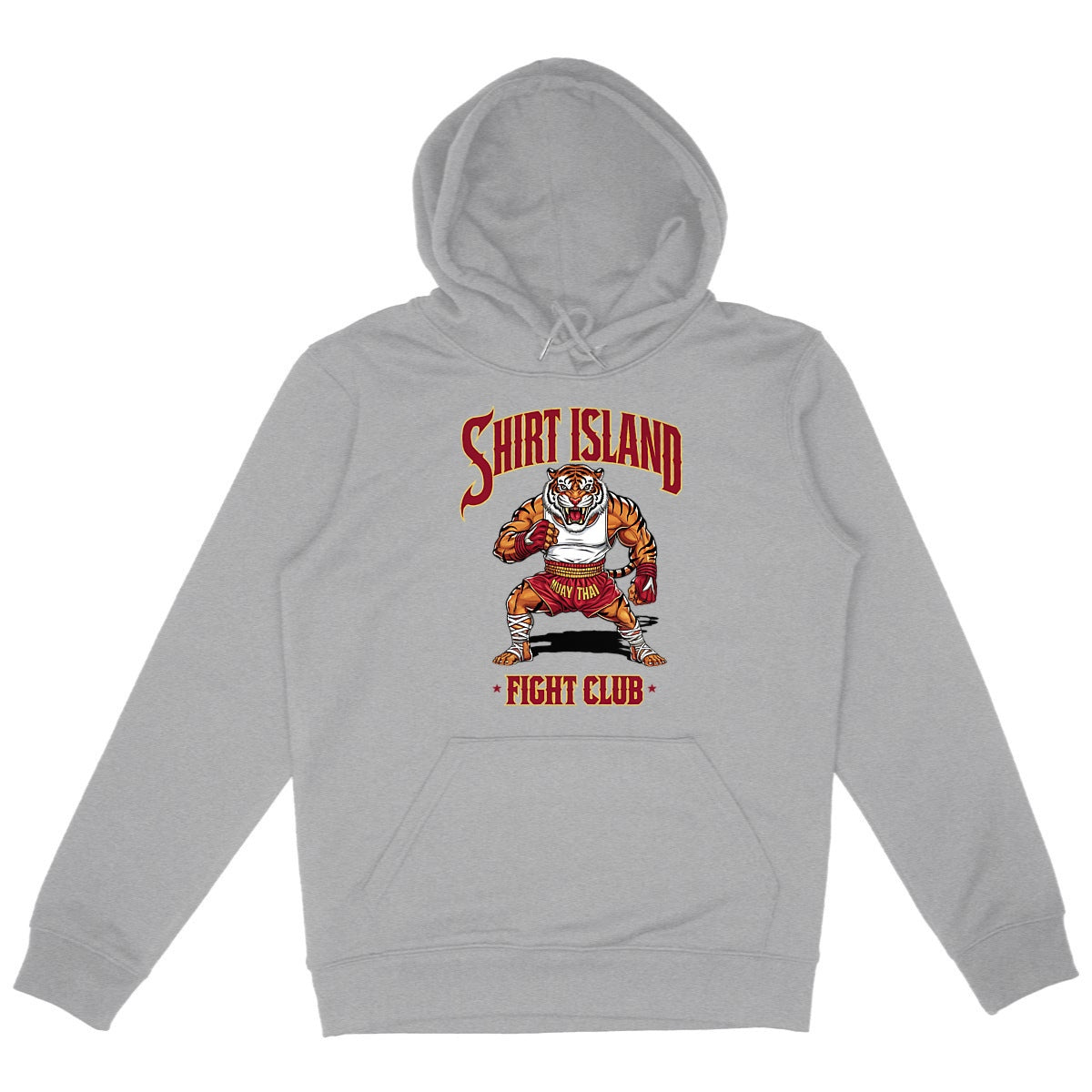 SWEATSHIRT A CAPUCHE BIO PREMIUM MUAY THAI ARTS MARTIAUX SHIRT ISLAND FIGHT CLUB MMA GRIS