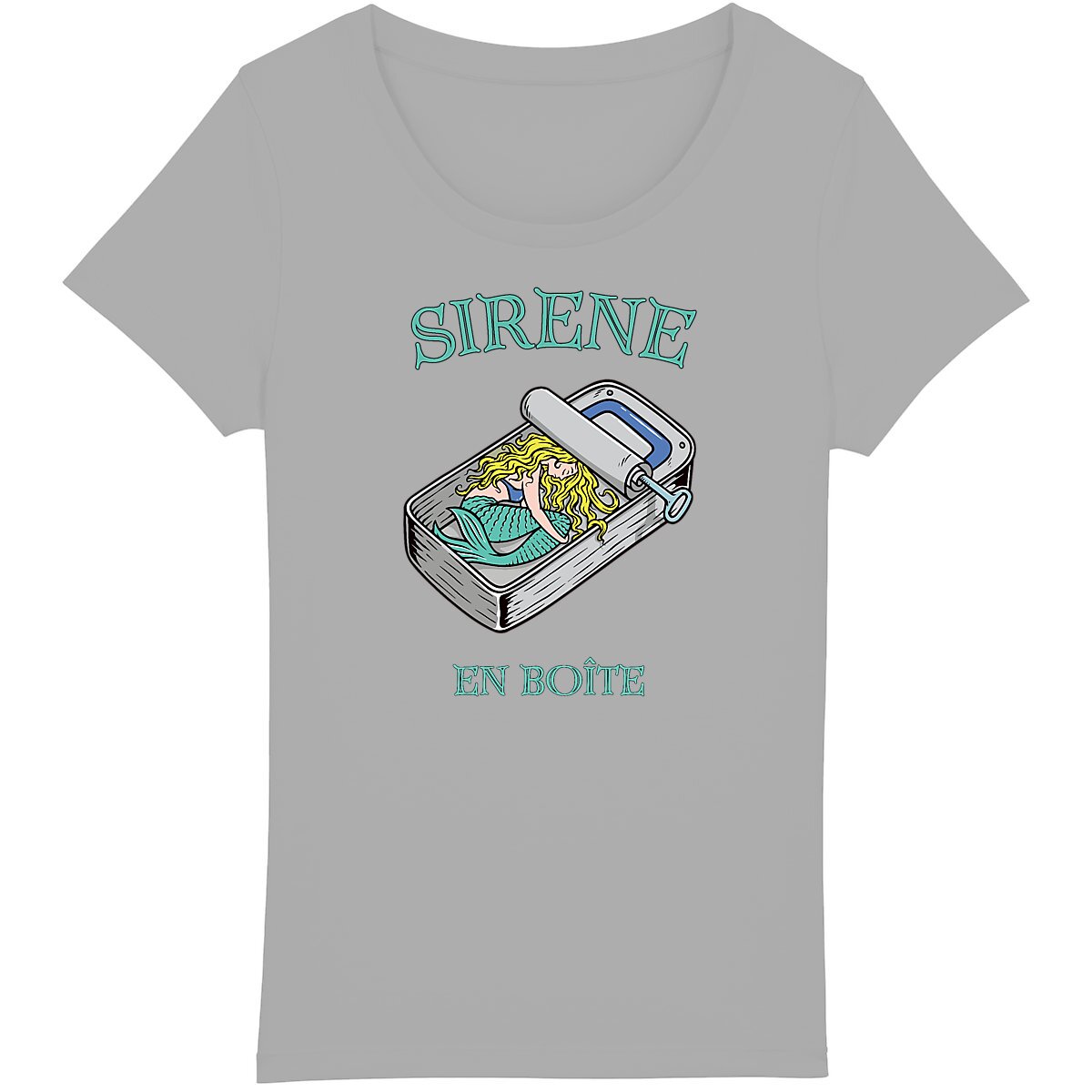 TEE SHIRT BIO PREMIUM FEMME SURF SIRENE SHIRT ISLAND GRIS