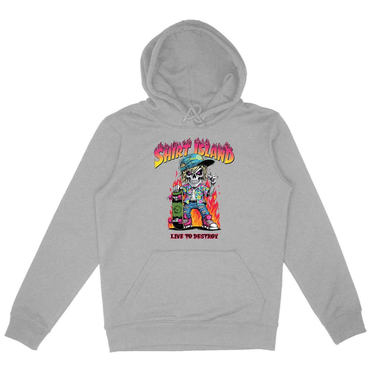 SWEATSHIRT A CAPUCHE BIO PREMIUM SKATE SHIRT ISLAND LIVE TO DESTROY GRIS