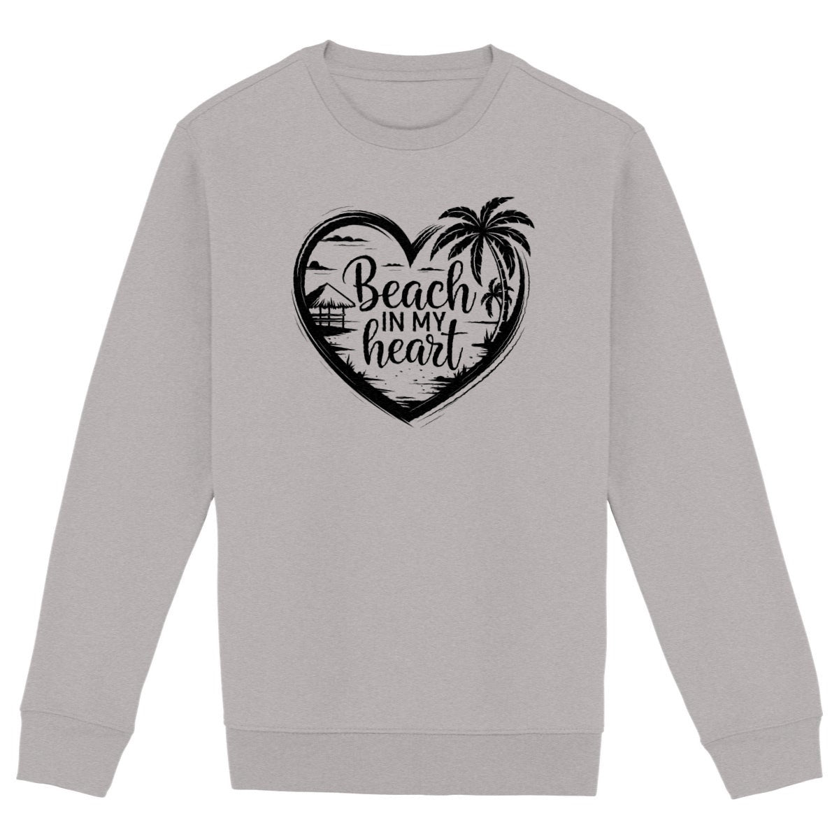 SWEATSHIRT BIO PREMIUM BEACH IN MY HEART FEMME SHIRT ISLAND SURF GRIS