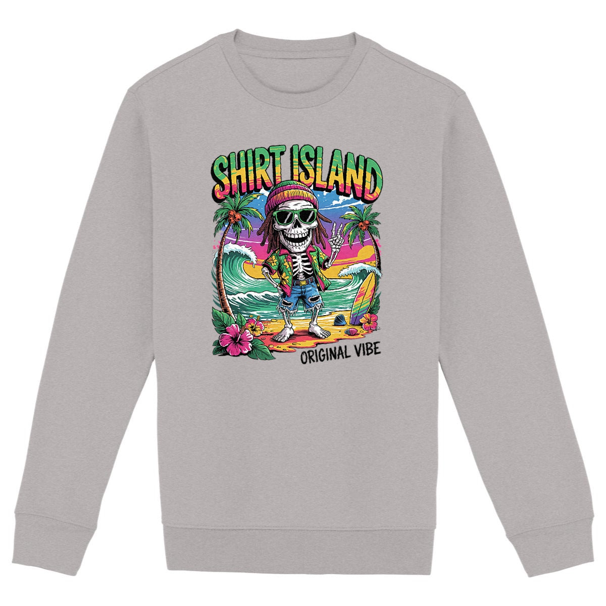 SWEATSHIRT BIO PREMIUM SURF RASTA ORIGINAL VIBE SHIRT ISLAND GRIS