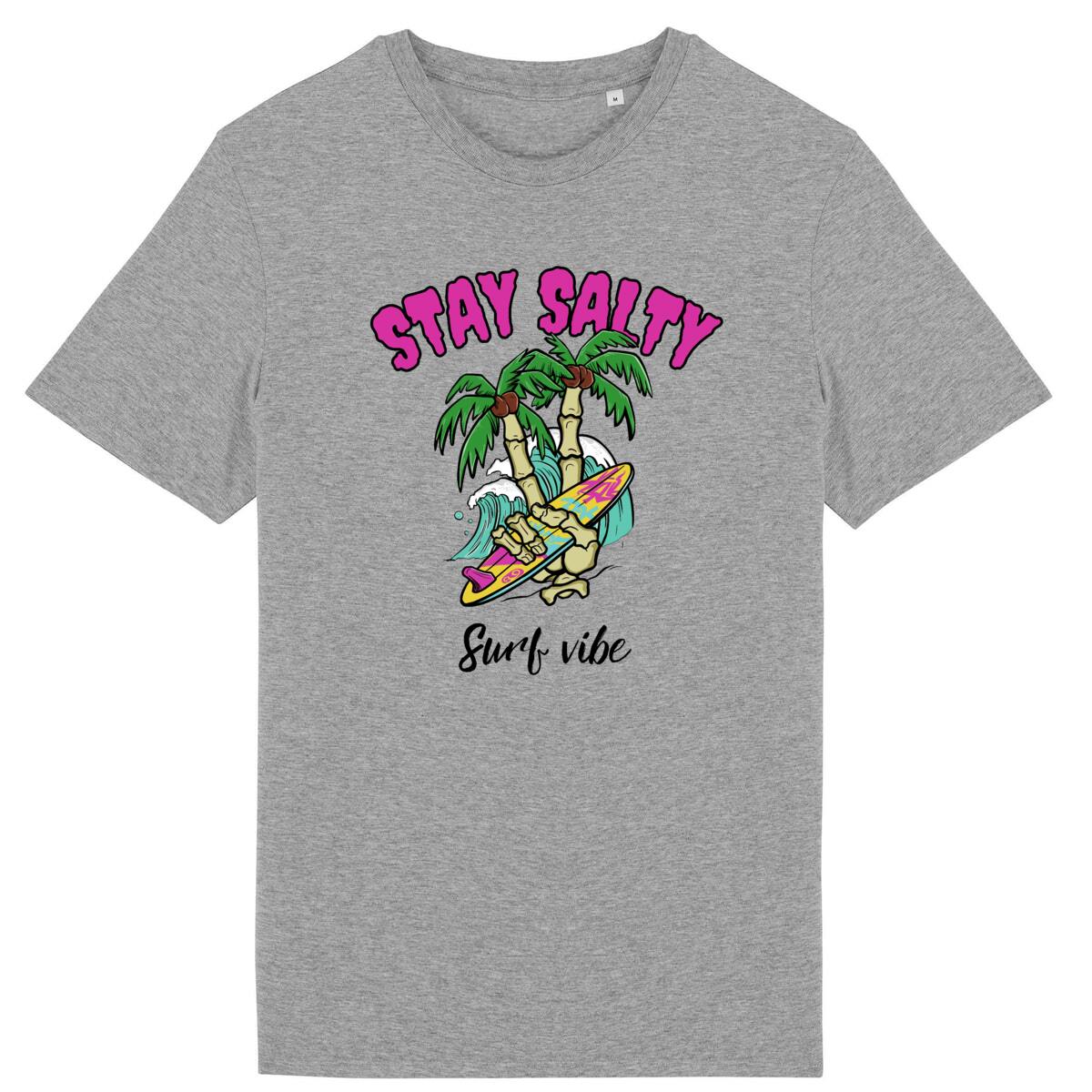 TEE SHIRT BIO PREMIUM SURF STAY SALTY SHIRT ISLAND GRIS