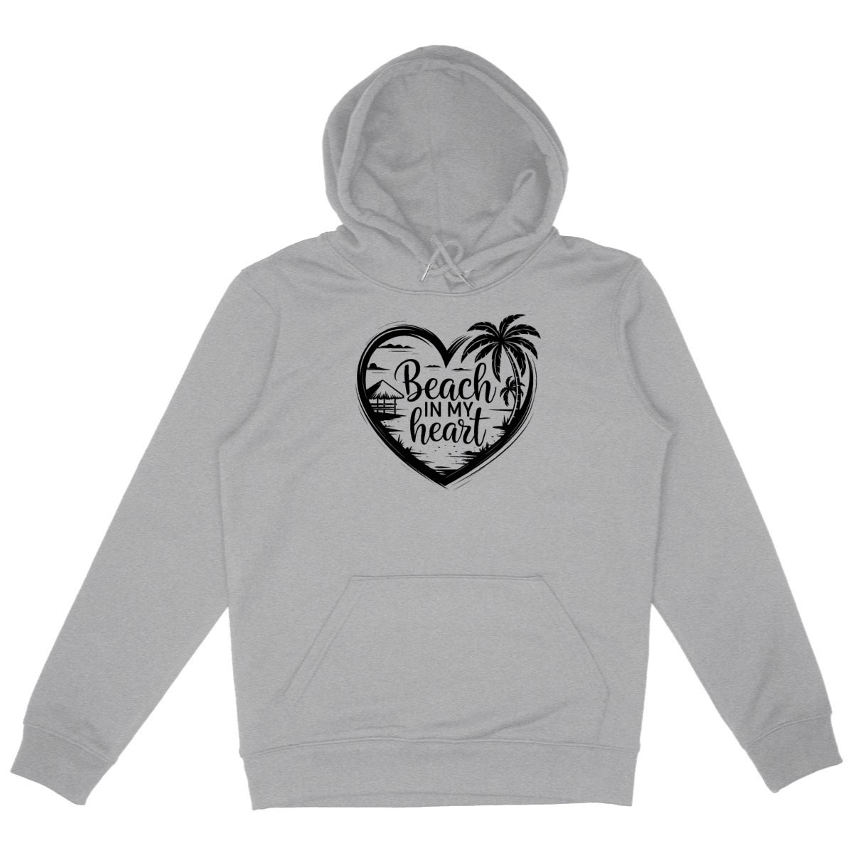 SWEATSHIRT A CAPUCHE BIO PREMIUM BEACH IN MY HEART FEMME SHIRT ISLAND SURF GRIS