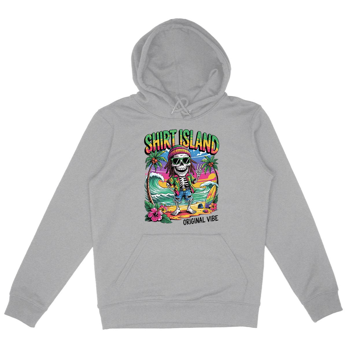 SWEATSHIRT A CAPUCHE BIO PREMIUM SURF RASTA ORIGINAL VIBE SHIRT ISLAND GRIS
