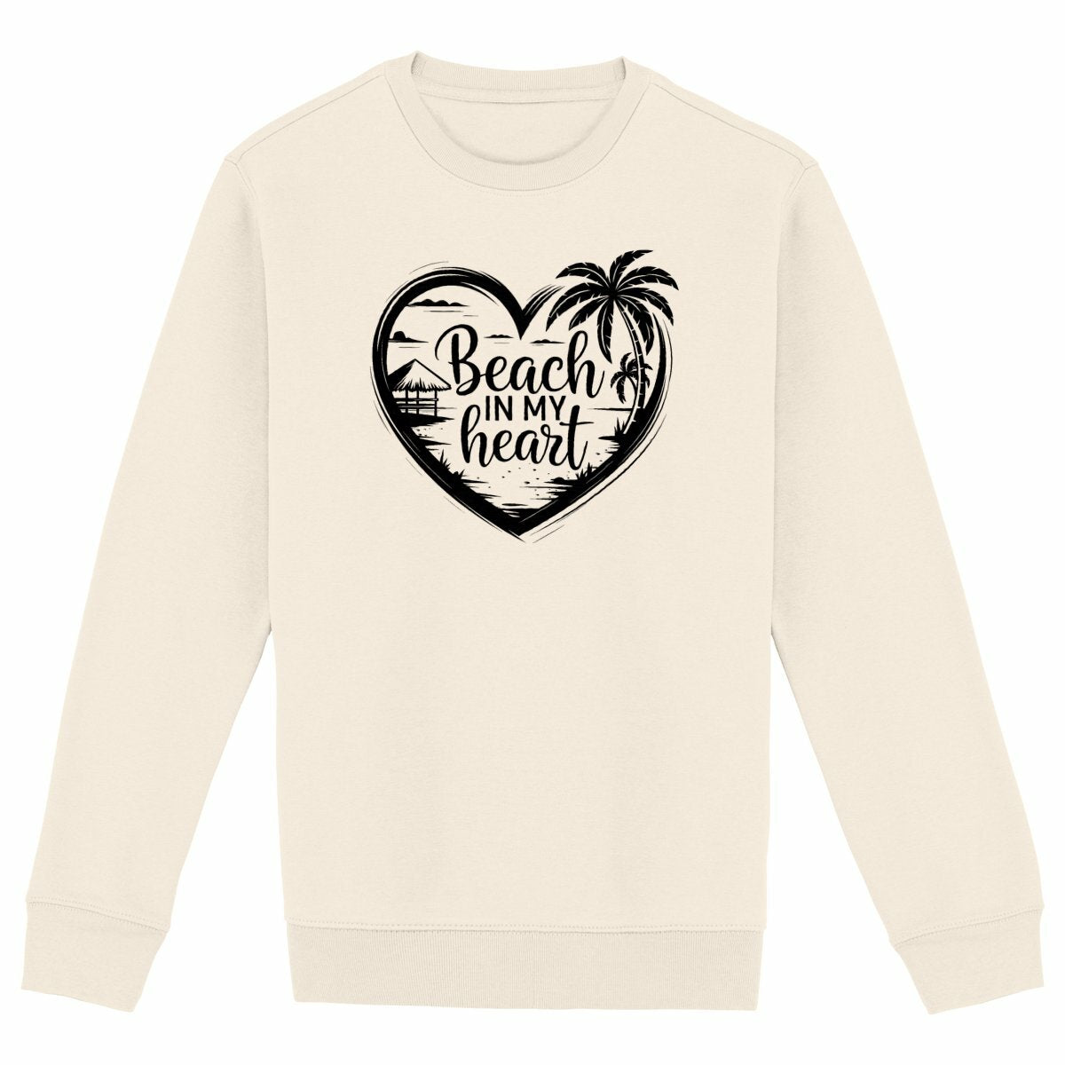 SWEATSHIRT BIO PREMIUM BEACH IN MY HEART FEMME SHIRT ISLAND SURF IVOIRE