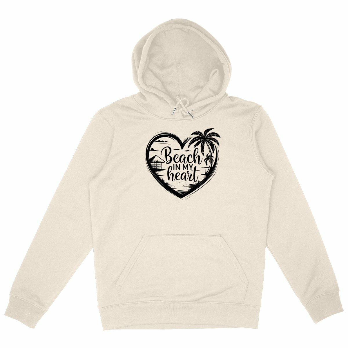 SWEATSHIRT A CAPUCHE BIO PREMIUM BEACH IN MY HEART FEMME SHIRT ISLAND SURF IVOIRE