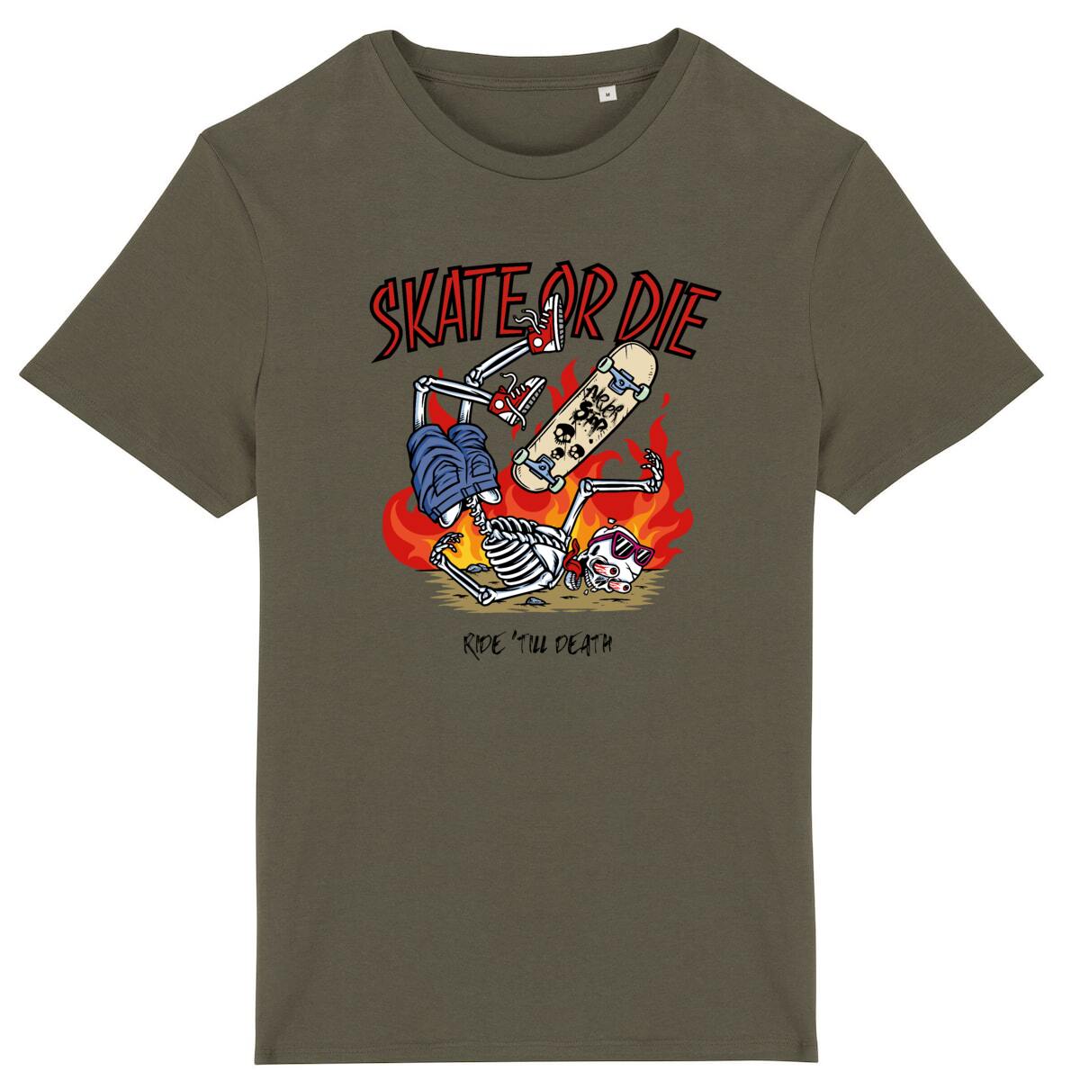 TEE SHIRT BIO PREMIUM SKATE OR DIE SHIRT ISLAND KHAKI