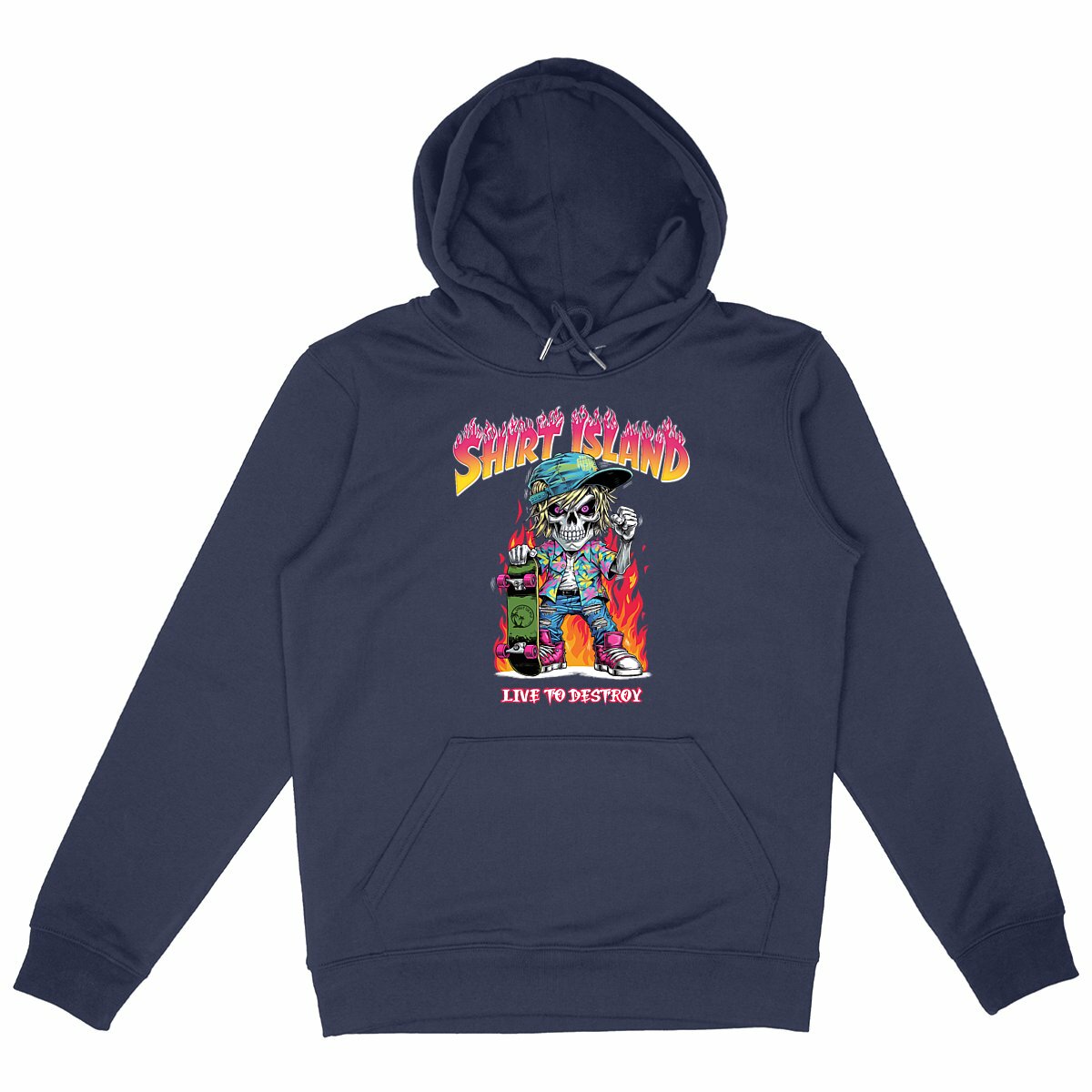 SWEATSHIRT A CAPUCHE BIO PREMIUM SKATE SHIRT ISLAND LIVE TO DESTROY MARINE