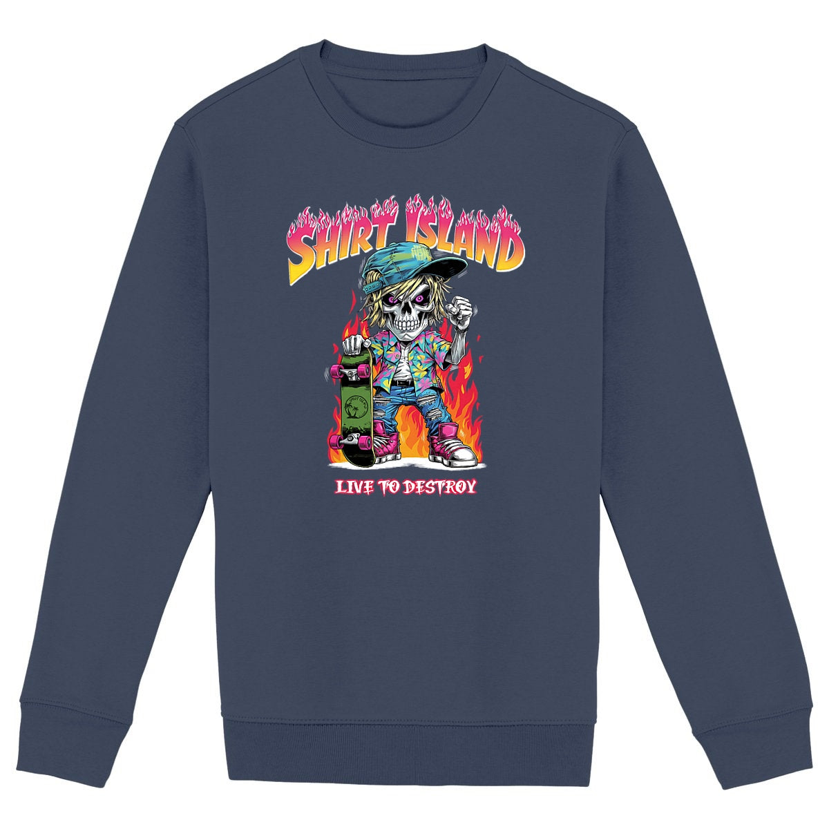 SWEATSHIRT BIO PREMIUM SKATE SHIRT ISLAND LIVE TO DESTROY MARINE