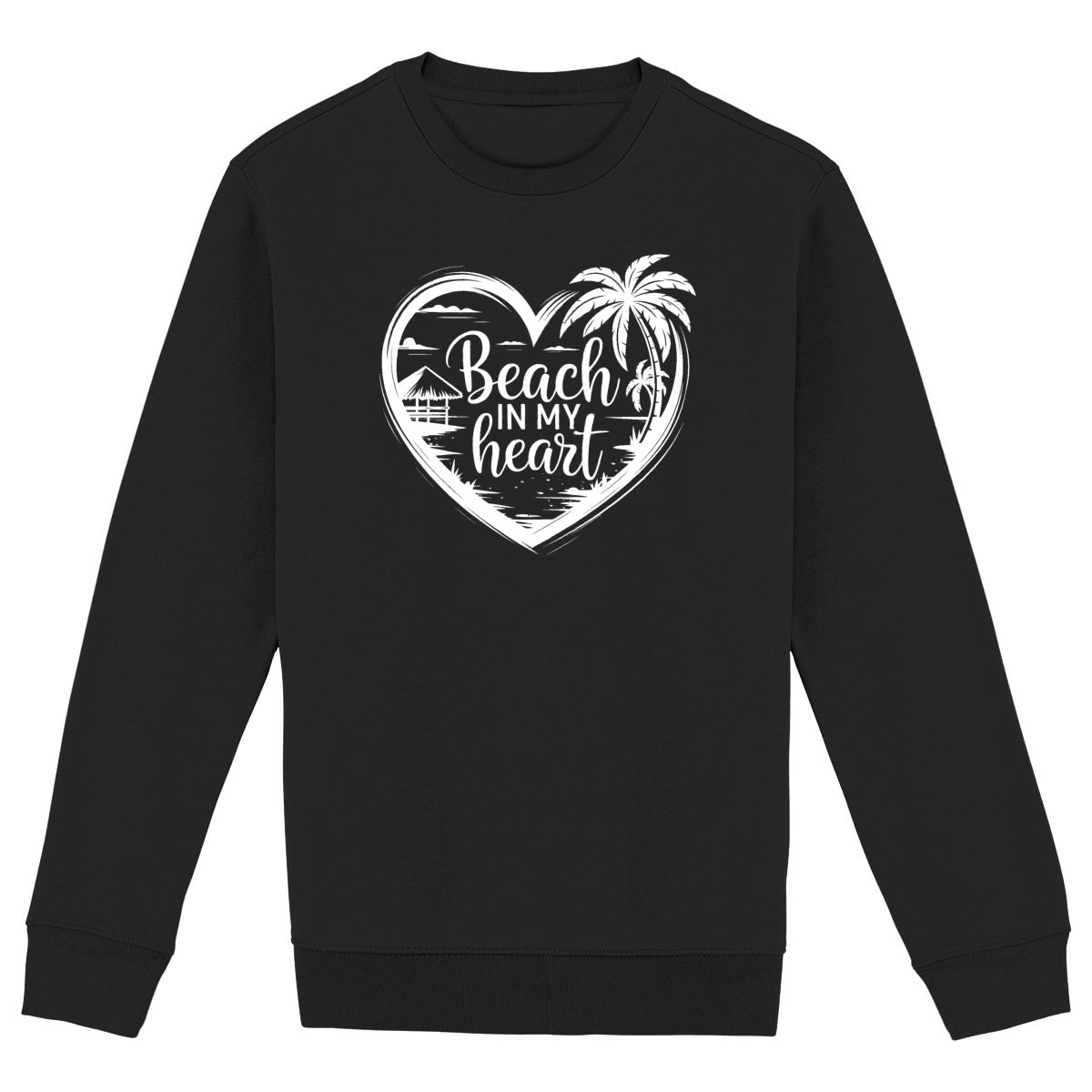 SWEATSHIRT BIO PREMIUM BEACH IN MY HEART FEMME SHIRT ISLAND SURF NOIR