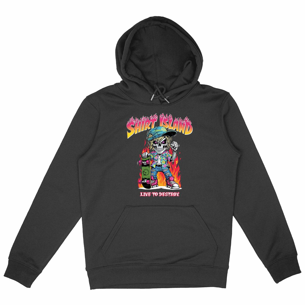 SWEATSHIRT A CAPUCHE BIO PREMIUM SKATE SHIRT ISLAND LIVE TO DESTROY NOIR