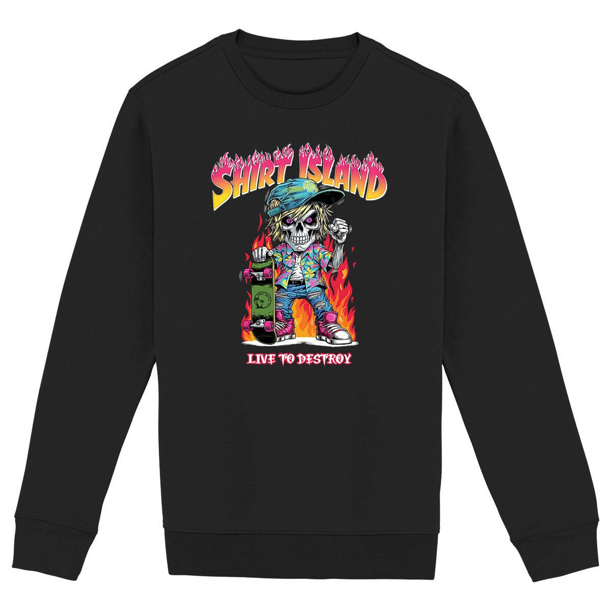 SWEATSHIRT BIO PREMIUM SKATE SHIRT ISLAND LIVE TO DESTROY NOIR