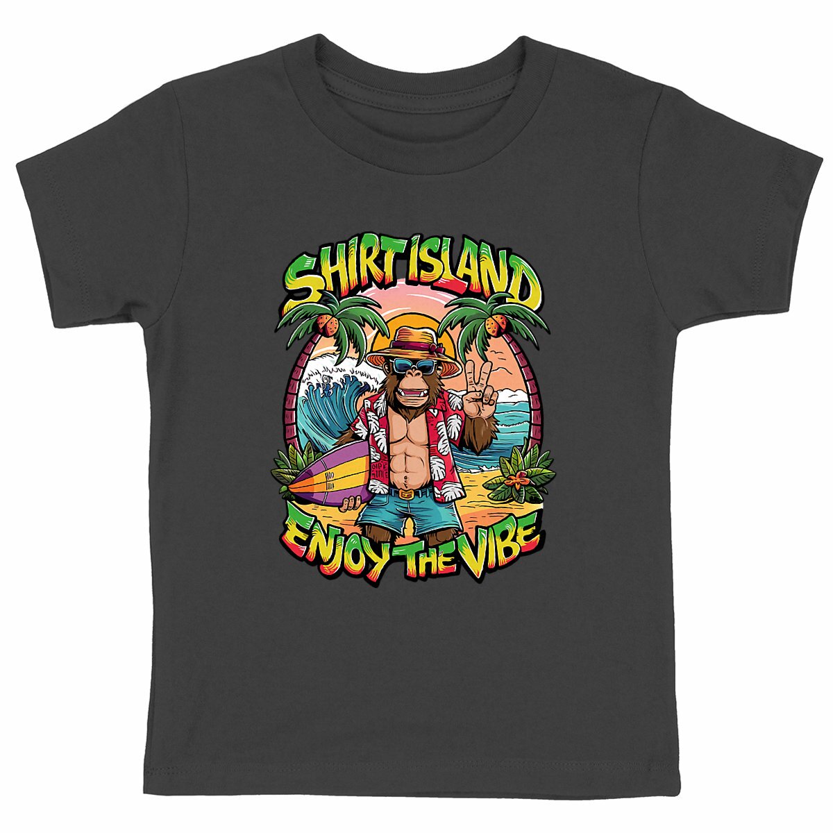 TEE SHIRT KIDS BIO PREMIUM SURF SHIRT ISLAND VIBE NOIR
