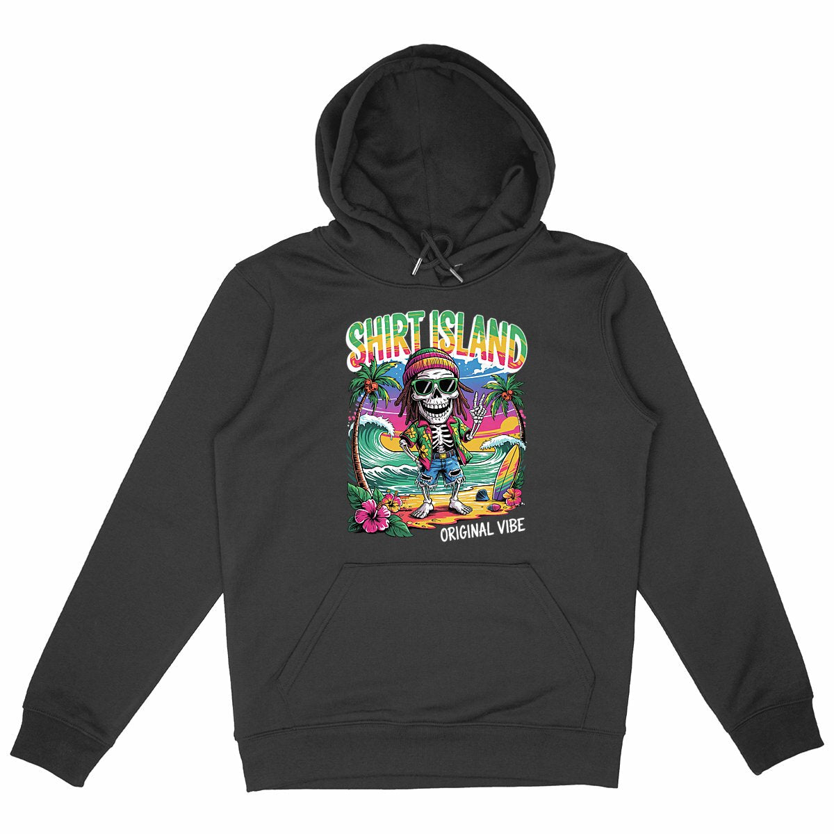 SWEATSHIRT A CAPUCHE BIO PREMIUM SURF RASTA ORIGINAL VIBE SHIRT ISLAND NOIR