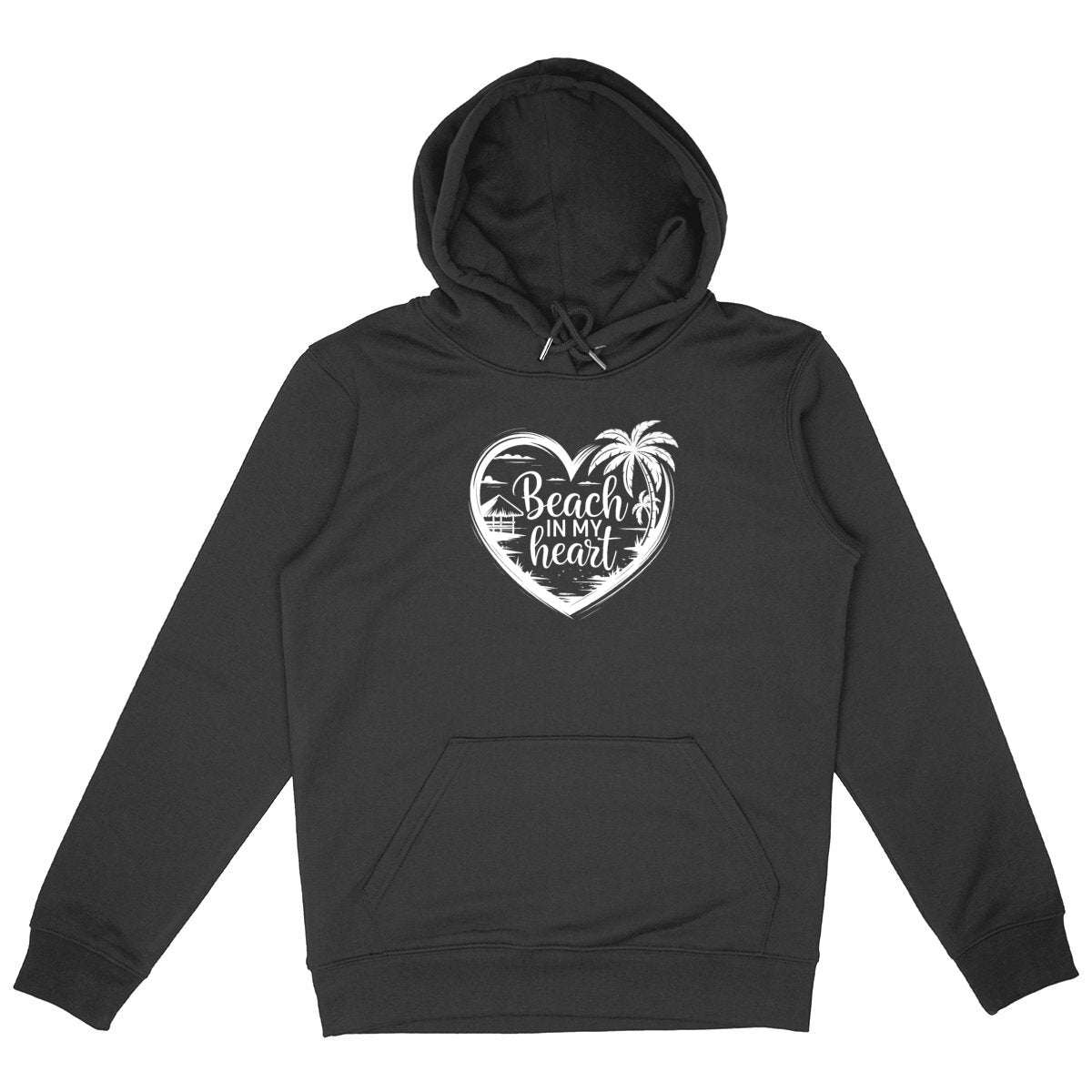 SWEATSHIRT A CAPUCHE BIO PREMIUM BEACH IN MY HEART FEMME SHIRT ISLAND SURF NOIR