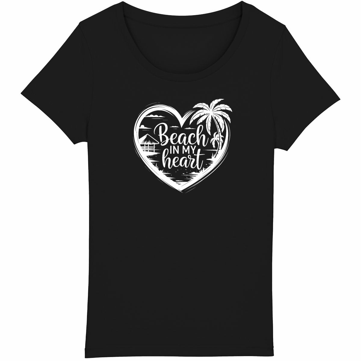 TEE SHIRT BIO PREMIUM SURF BEACH IN MY HEART FEMME SHIRT ISLAND NOIR