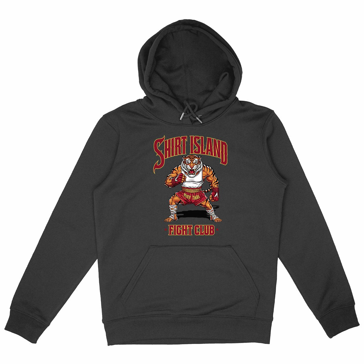 SWEATSHIRT A CAPUCHE BIO PREMIUM MUAY THAI ARTS MARTIAUX SHIRT ISLAND FIGHT CLUB MMA NOIR