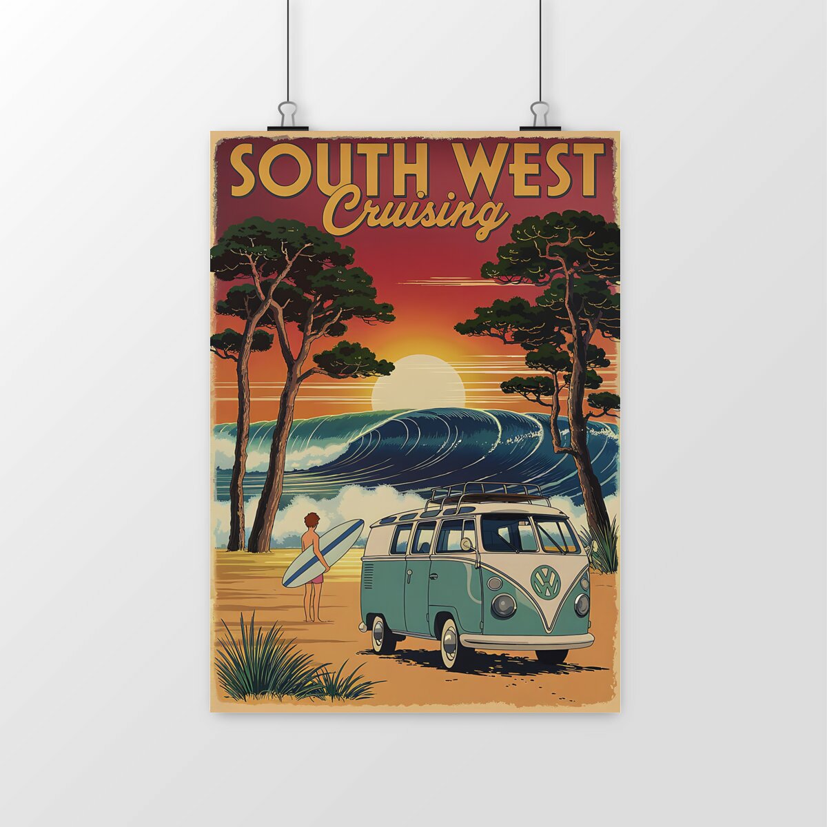 AFFICHE SURF VINTAGE SOUTH WEST CRUISING SHIRT ISLAND