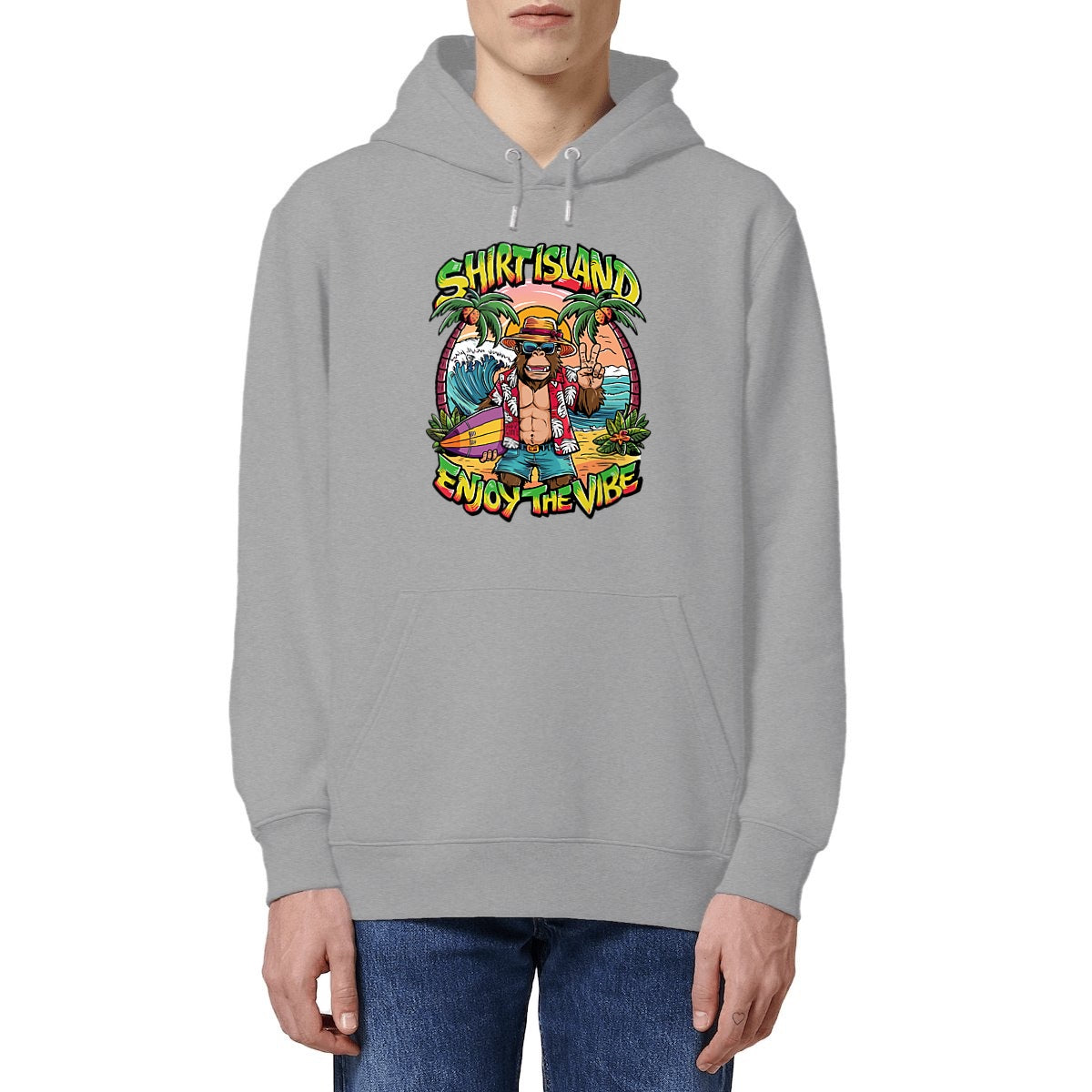 SWEATSHIRT A CAPUCHE BIO PREMIUM SURF SHIRT ISLAND MODEL GRIS