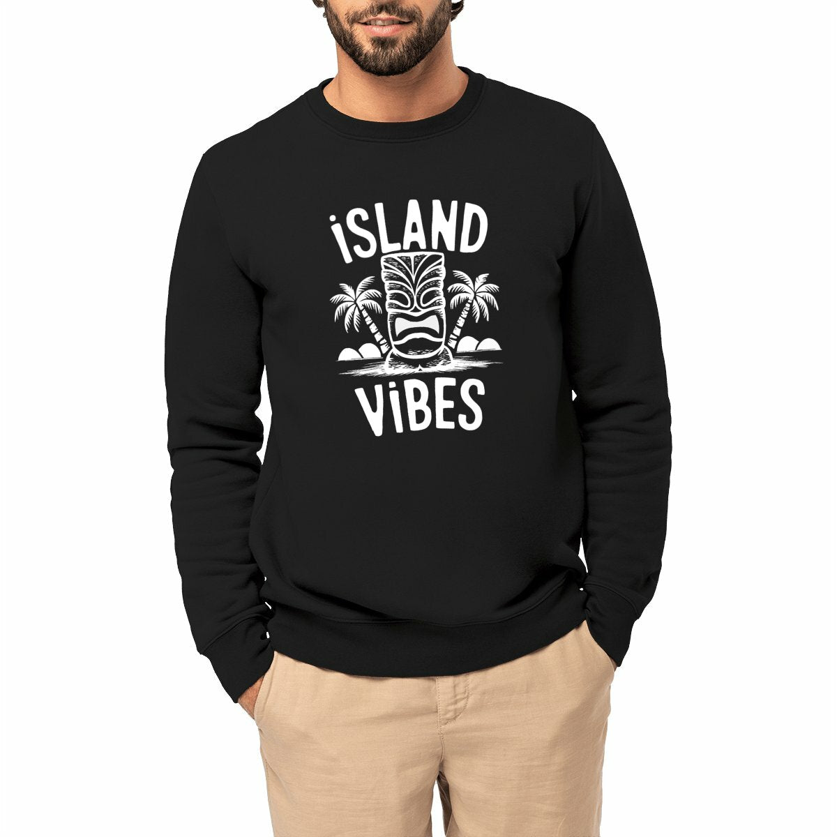 SWEATSHIRT BIO PREMIUM ISLAND VIBES SHIRT ISLAND SURF MODEL NOIR
