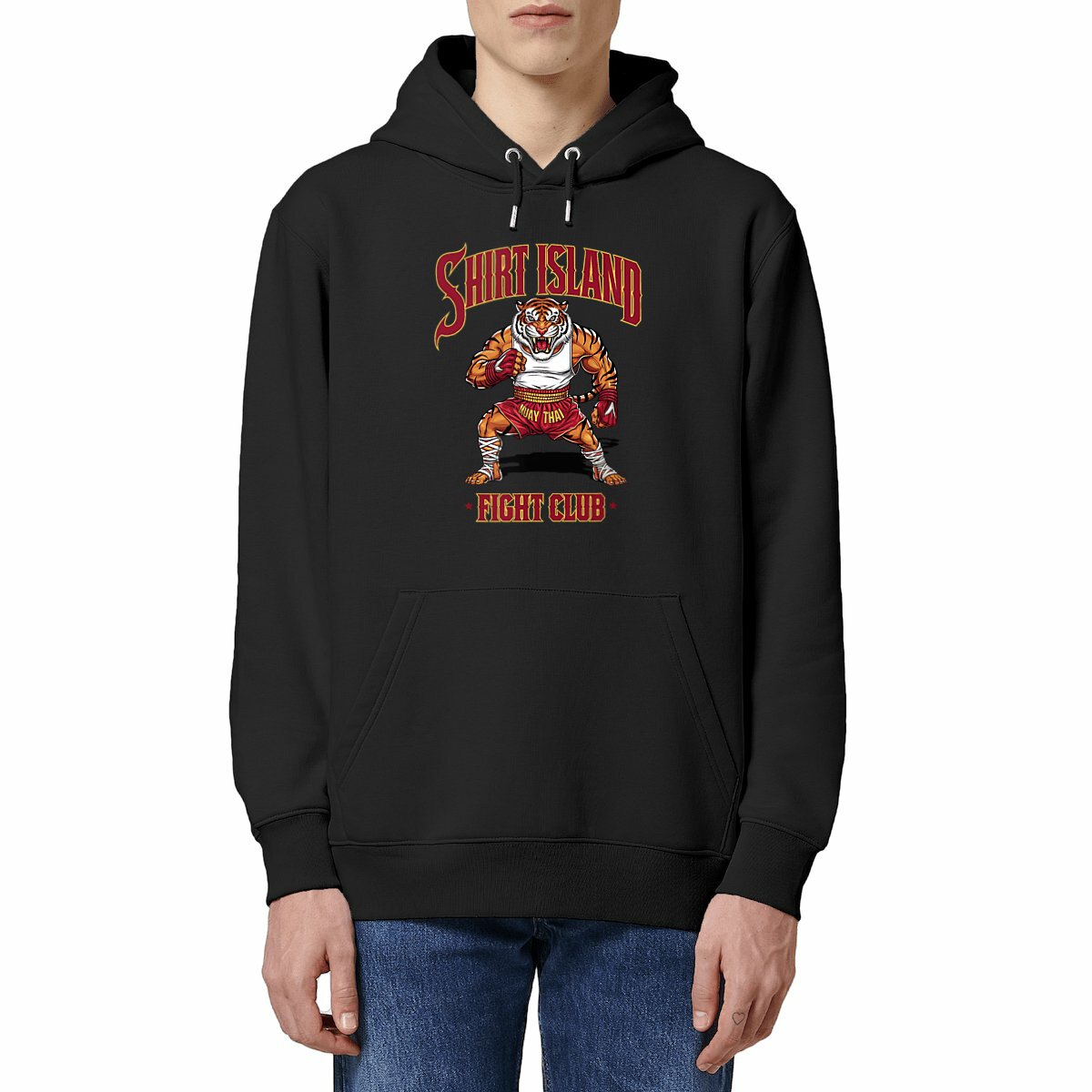 SWEATSHIRT A CAPUCHE BIO PREMIUM MUAY THAI ARTS MARTIAUX SHIRT ISLAND FIGHT CLUB MMA MODEL NOIR