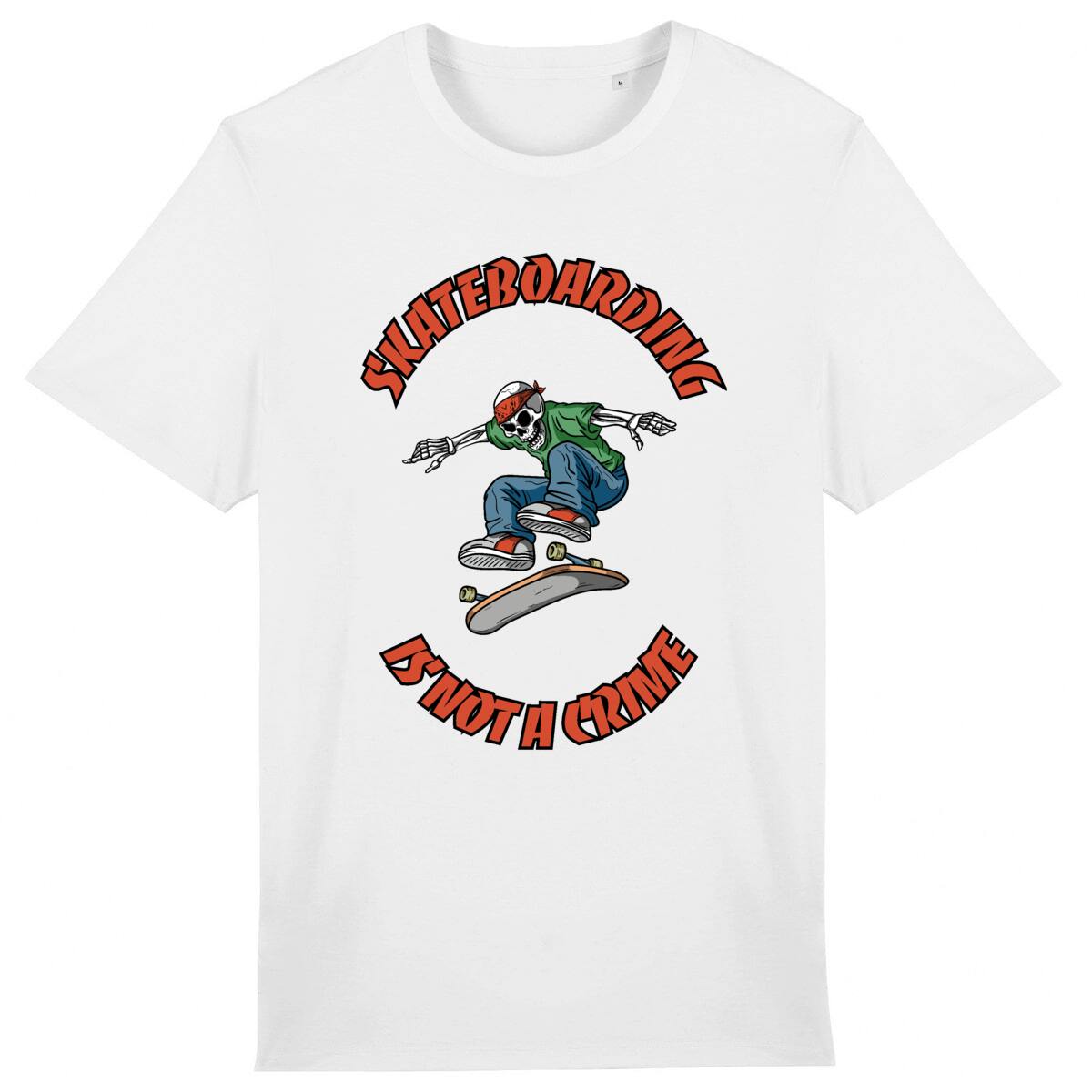 TEE SHIRT BIO PREMIUM SKATEBOARDING IS NOT A CRIME SHIRT ISLAND BLANC