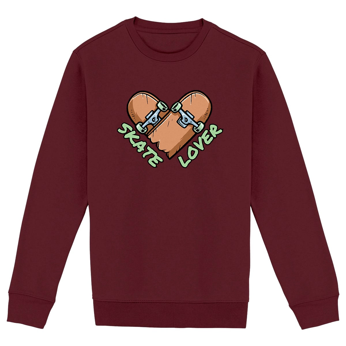SWEATSHIRT BIO PREMIUM SKATE LOVER BORDEAUX