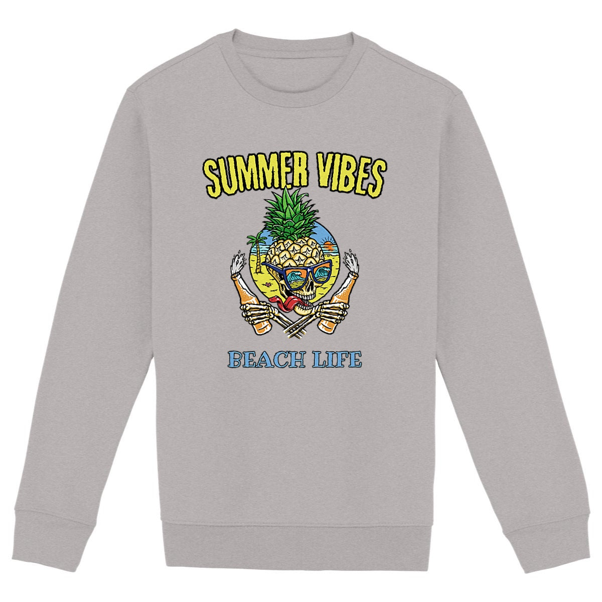 SWEATSHIRT BIO PREMIUM SURF SUMMER VIBES SHIRT ISLAND GRIS