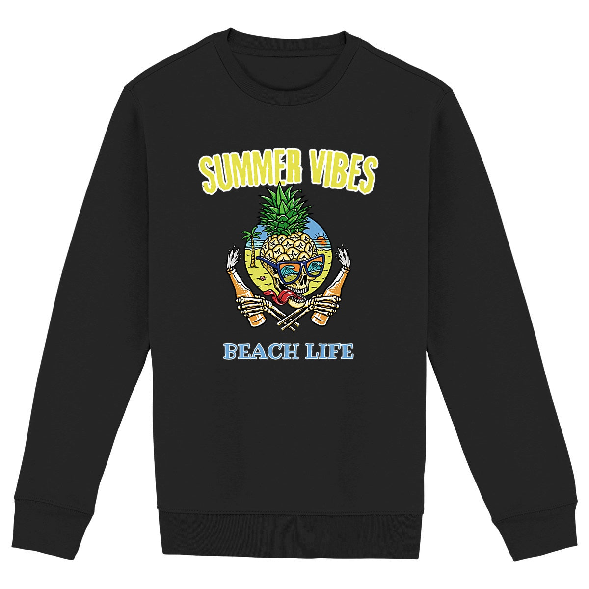 SWEATSHIRT BIO PREMIUM SURF SUMMER VIBES SHIRT ISLAND NOIR