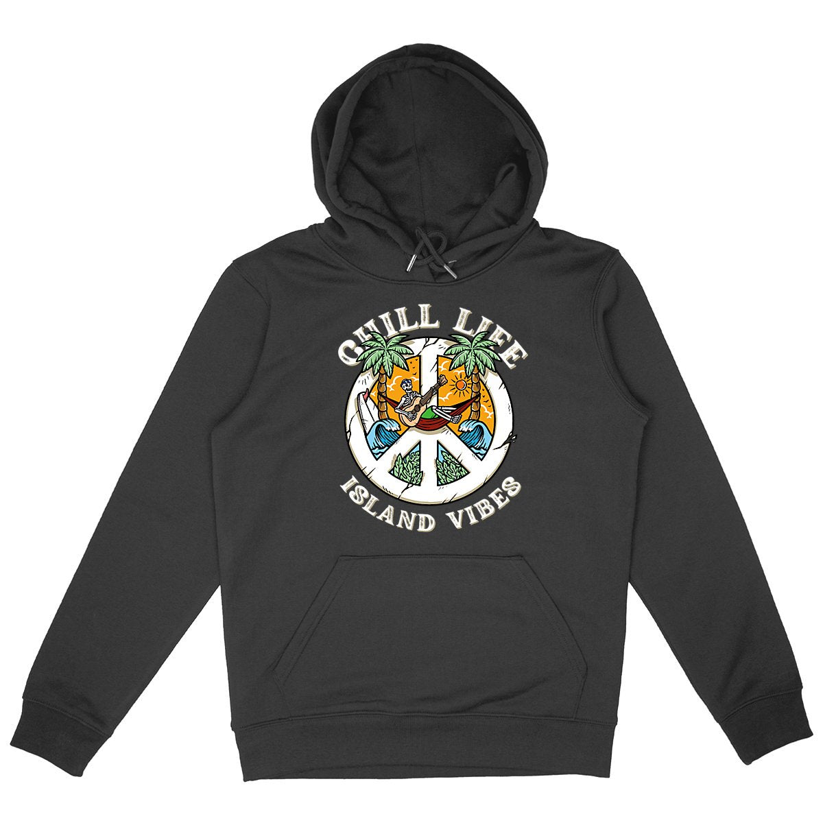 SWEATSHIRT A CAPUCHE PREMIUM BIO SURF CHILL LIFE SHIRT ISLAND NOIR