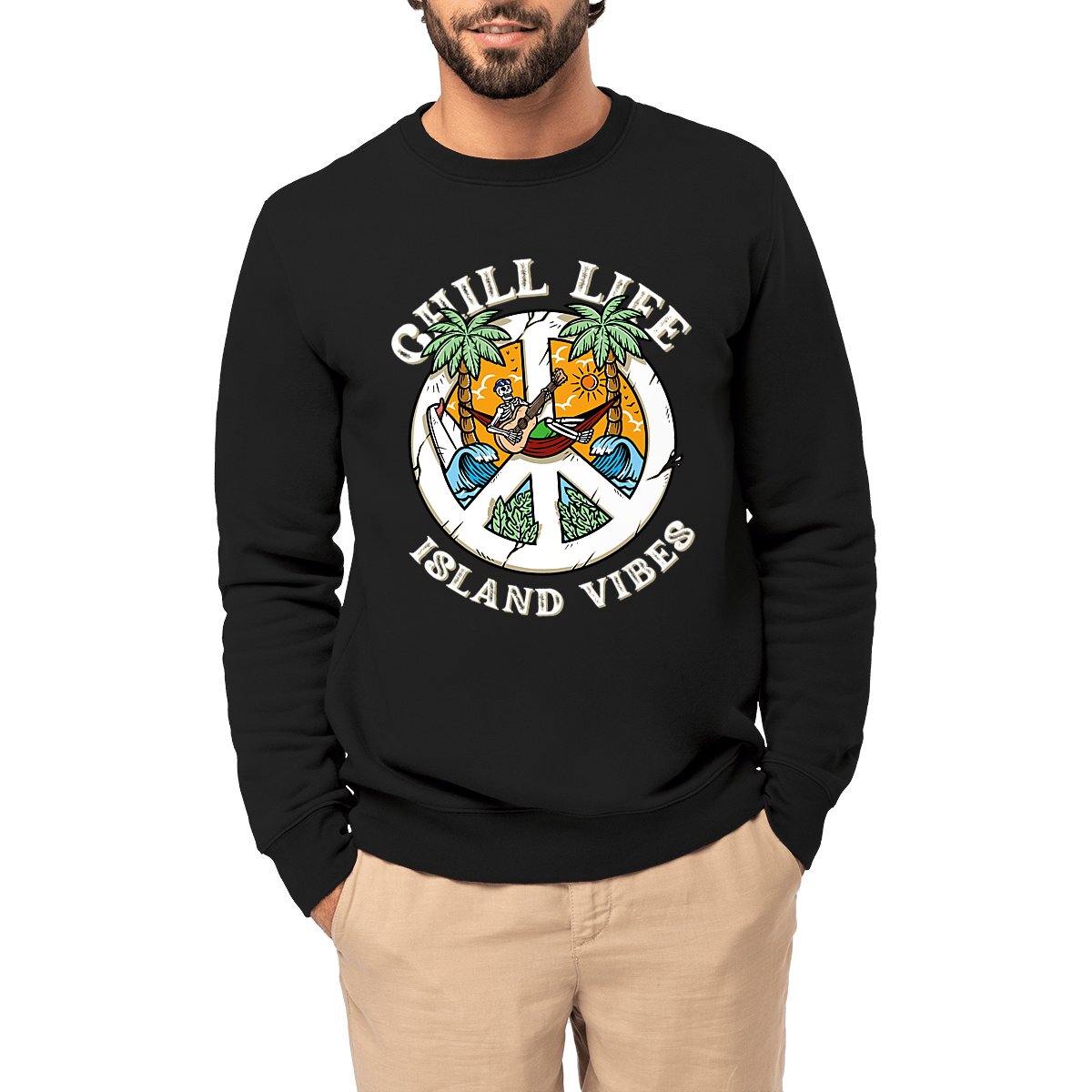 SWEATSHIRT BIO PREMIUM SURF CHILL LIFE SHIRT ISLAND NOIR MODEL