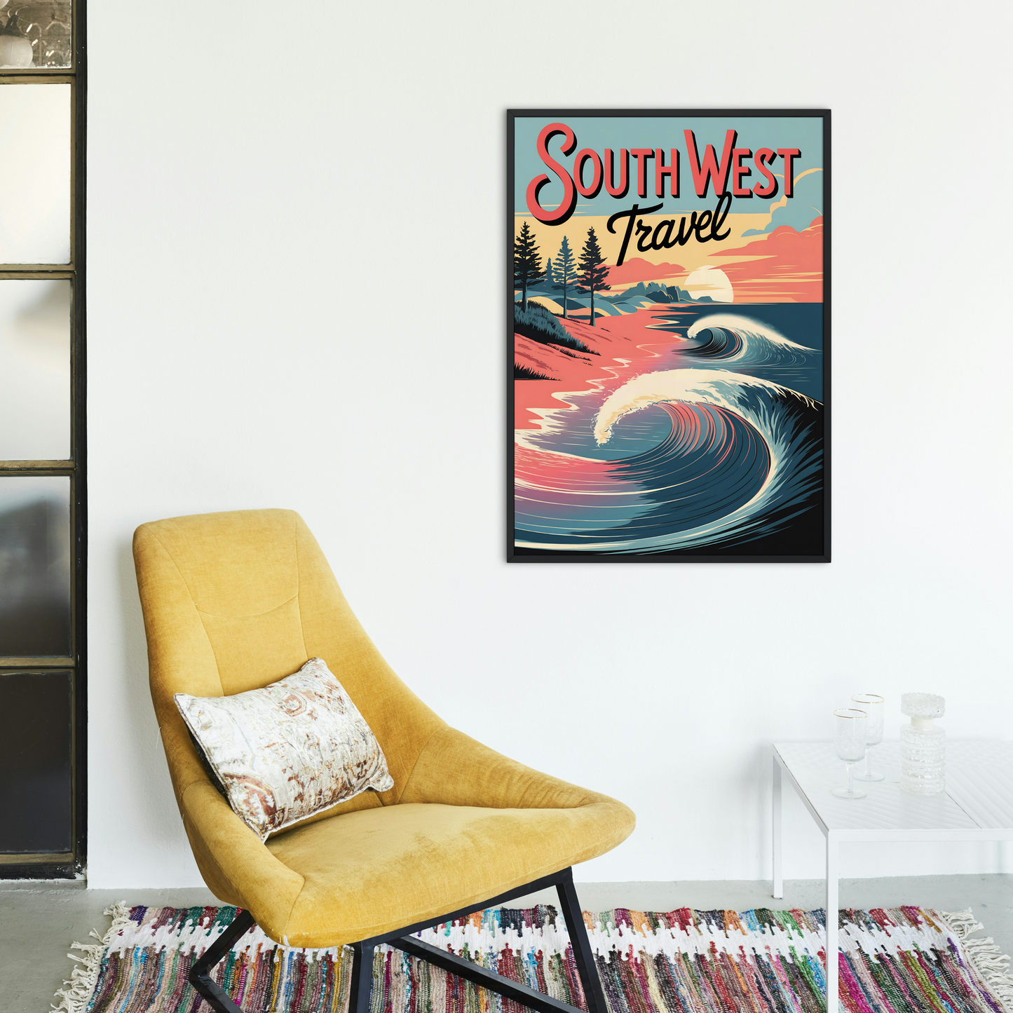 AFFICHE SURF VINTAGE SOUTH WEST TRAVEL SHIRT ISLAND