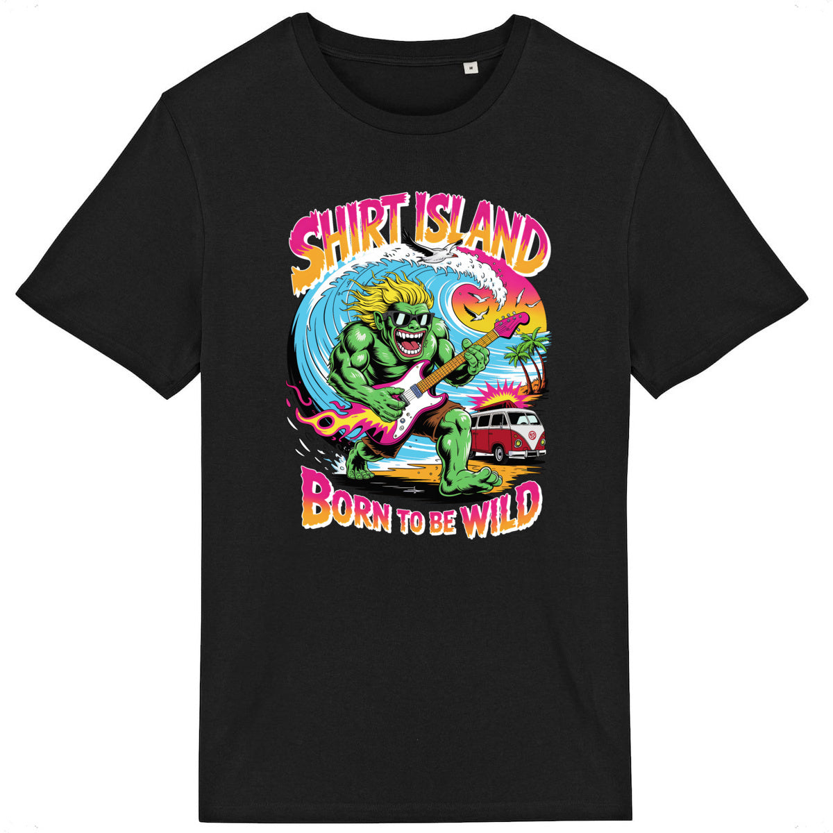 TEE SHIRT BIO PREMIUM SURF BORN TO BE WILD HARD ROCK SHIRT ISLAND NOIR