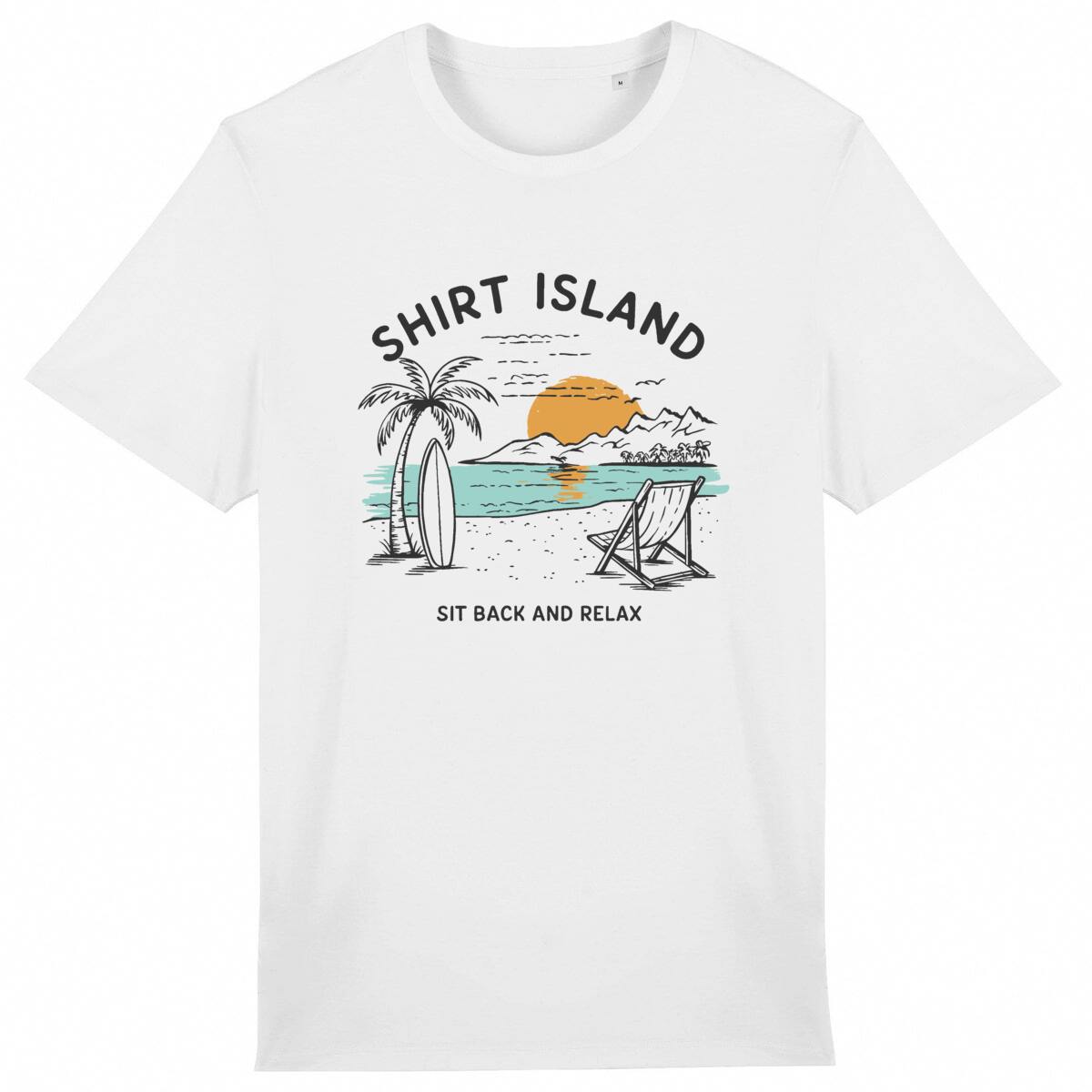 TEE SHIRT BIO PREMIUM SURF SHIRT ISLAND BEACH BLANC